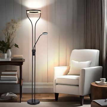 Globo LED Stehlampe, LED-Leuchtmittel fest verbaut, Warmweiß, Stehlampe Deckenfluter Wohnzimmerlampe Metall schwarz Lesespot L 35 cm
