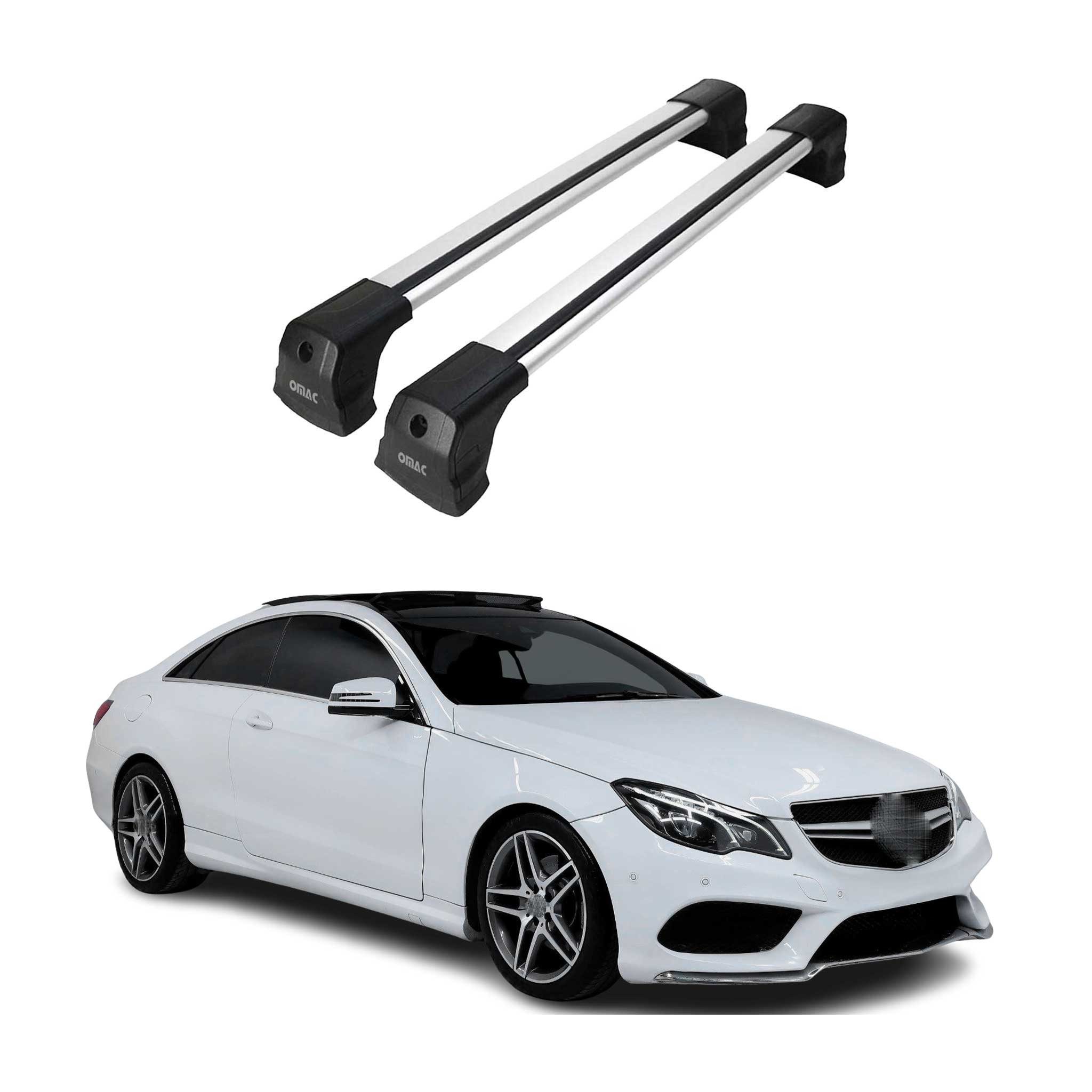 OMAC Dachträger für Mercedes E Klasse Coupe C207 2009-16 Alu Silber 2tlg (2-St), Wasserbeständig,Abnehmbar,Multifunktional,Leichtgewichtig