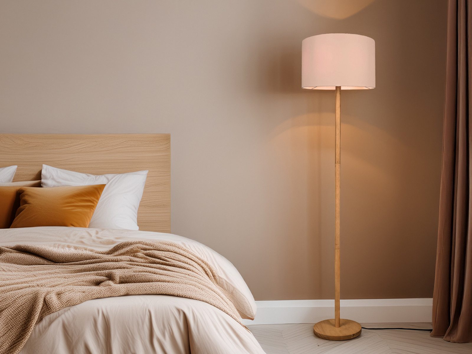 TRIO Leuchten LED Stehlampe, Dimmfunktion, LED wechselbar, Warmweiß, Holz-L günstig online kaufen