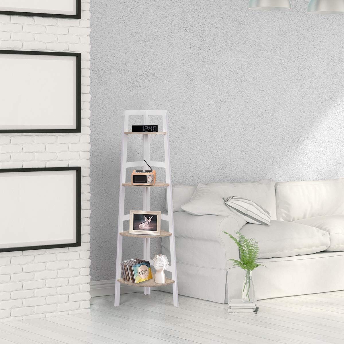 KOMFOTTEU Eckregal Standregal, aus Holz, 4 Ebene günstig online kaufen