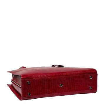 SOCHA Laptoptasche Midi Croco Burgundy 14 Zoll, elegante Krokotasche für Damen - Vollausstattung - Aktentasche mit Schultergurt
