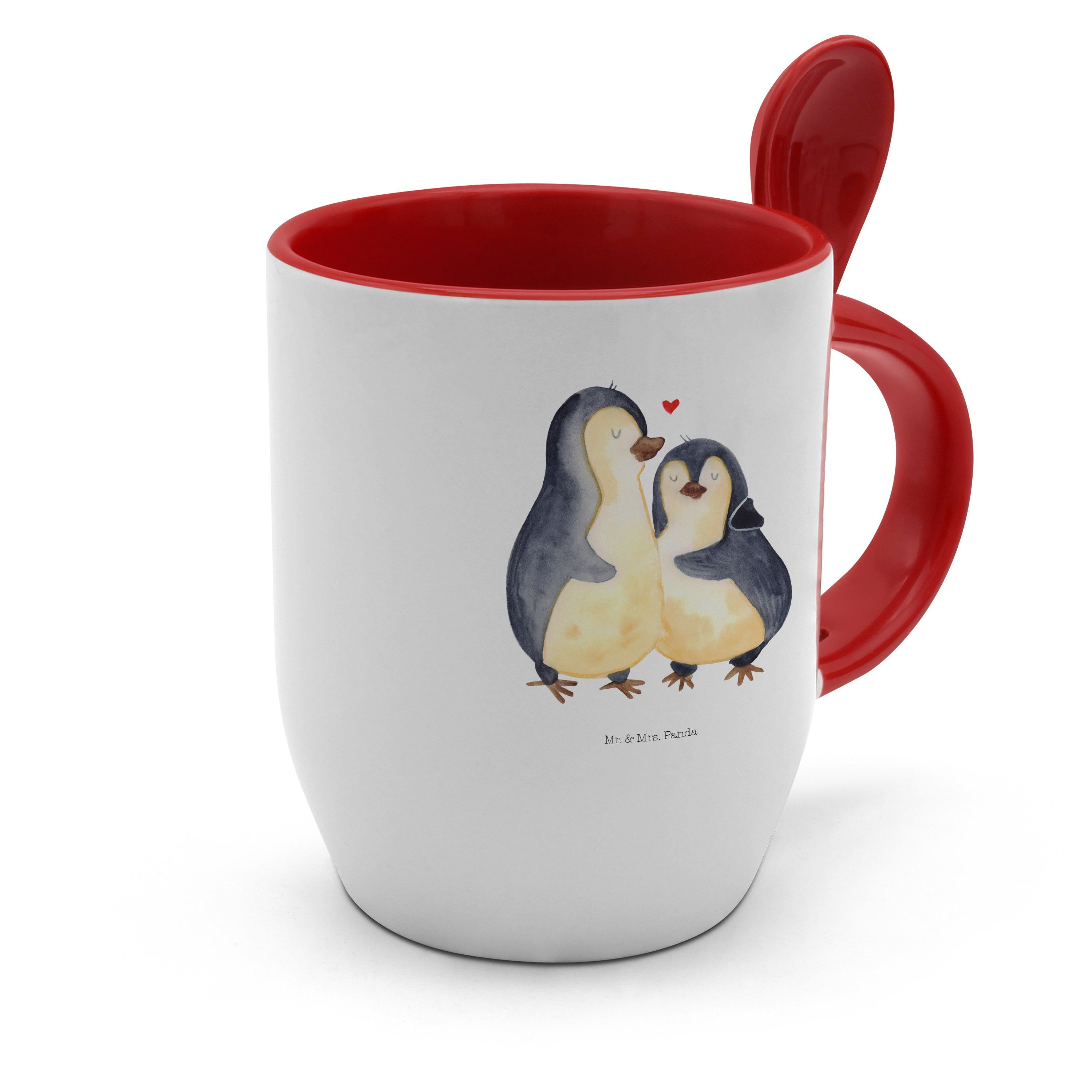Paar, Pinguin Liebesgeschenk, Tassen, Panda Tasse - Mrs. Geschenk, Weiß Keramik Mr. umarmend & - Lie,