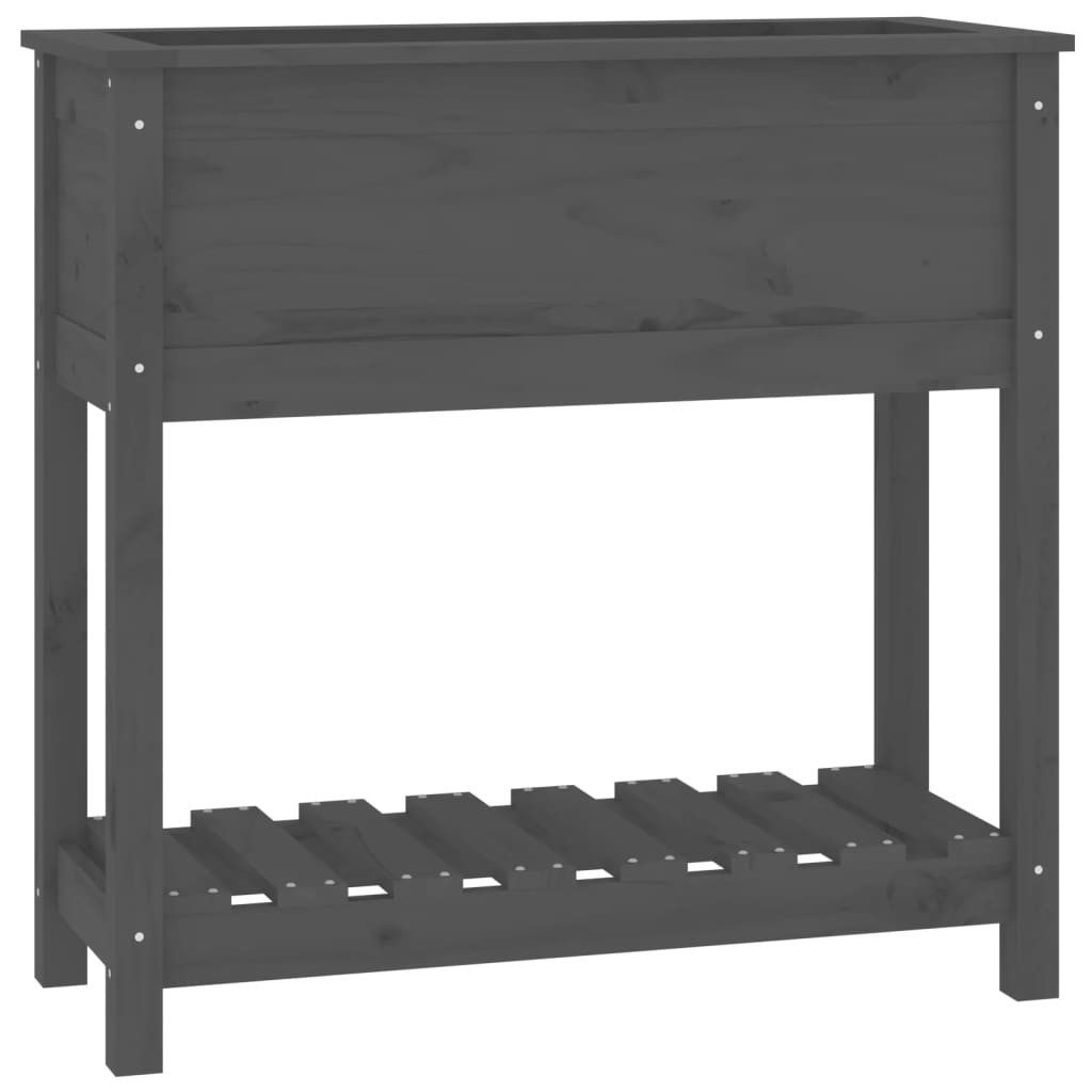 Blumentopf Pflanzkübel mit Ablage Grau 82,5x34,5x81 cm Massivholz Kiefer