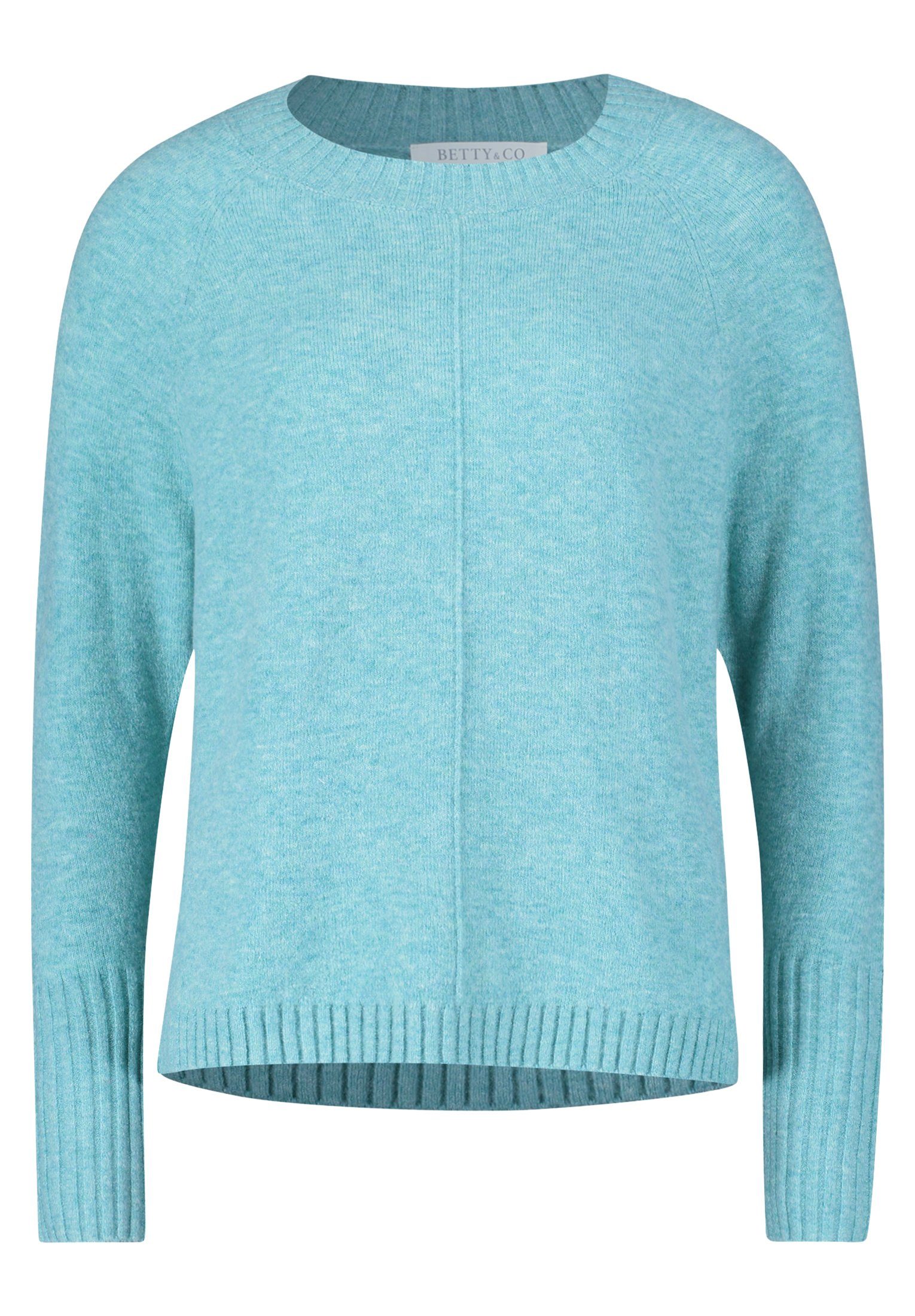 Melange Barclay Strickpullover Rundhalsausschnitt Light Betty&Co Turquiose mit (1-tlg) Material Betty