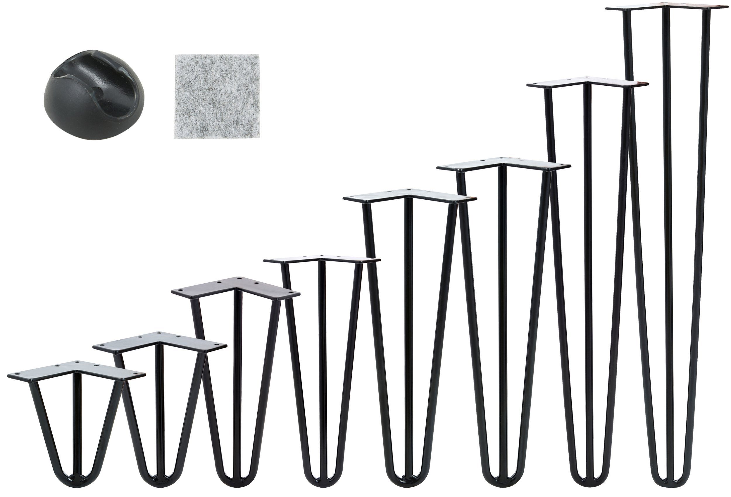 VENDOMNIA Tischbein Hairpin 4er Set, Metall, aus Stahl, 2 oder 3 Streben, Größenwahl, Haarnadel Ножки для мебели,Hairpin Legs Tischgestell,Couchtisch, Schreibtisch