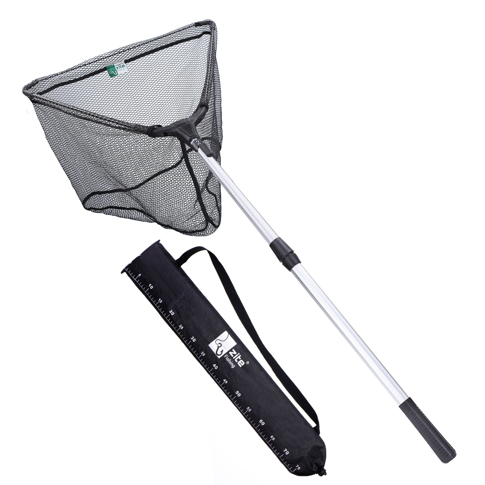 Angelkescher Gummiert & Teleskopisch 160cm mit Maßband Tasche