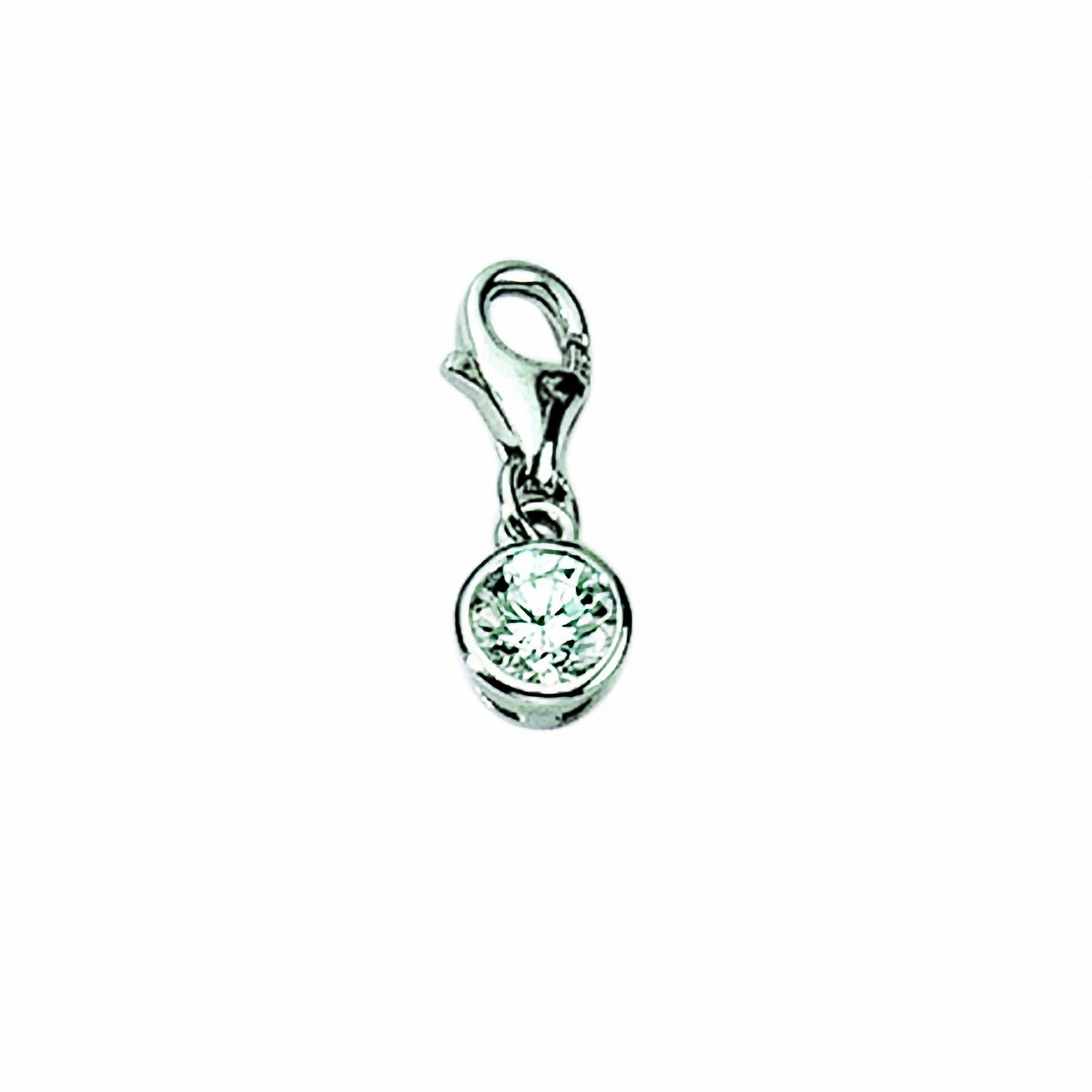 Adelia´s Kette ohne Anhänger 925 Silber Charms Anhänger Zarge mit Zirkonia,  Schmuckset - Set mit Halskette, Maße des Anhängers - Breite 6,2 mm - Höhe  6,2 mm - Ketten Stärke 4 mm