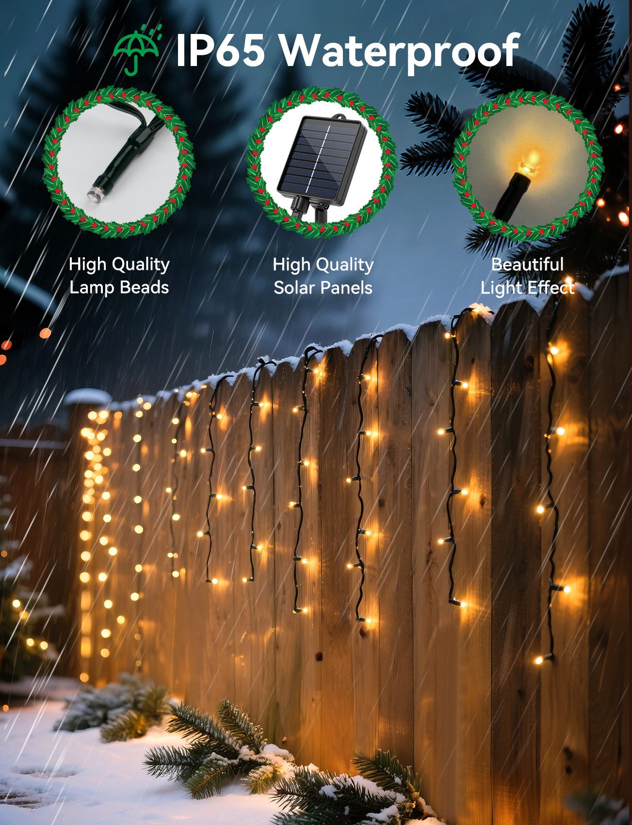 Aigostar LED-Lichtervorhang Solar Eiszapfen Lichterkette Außen 3M+5M*0.6M 1 günstig online kaufen