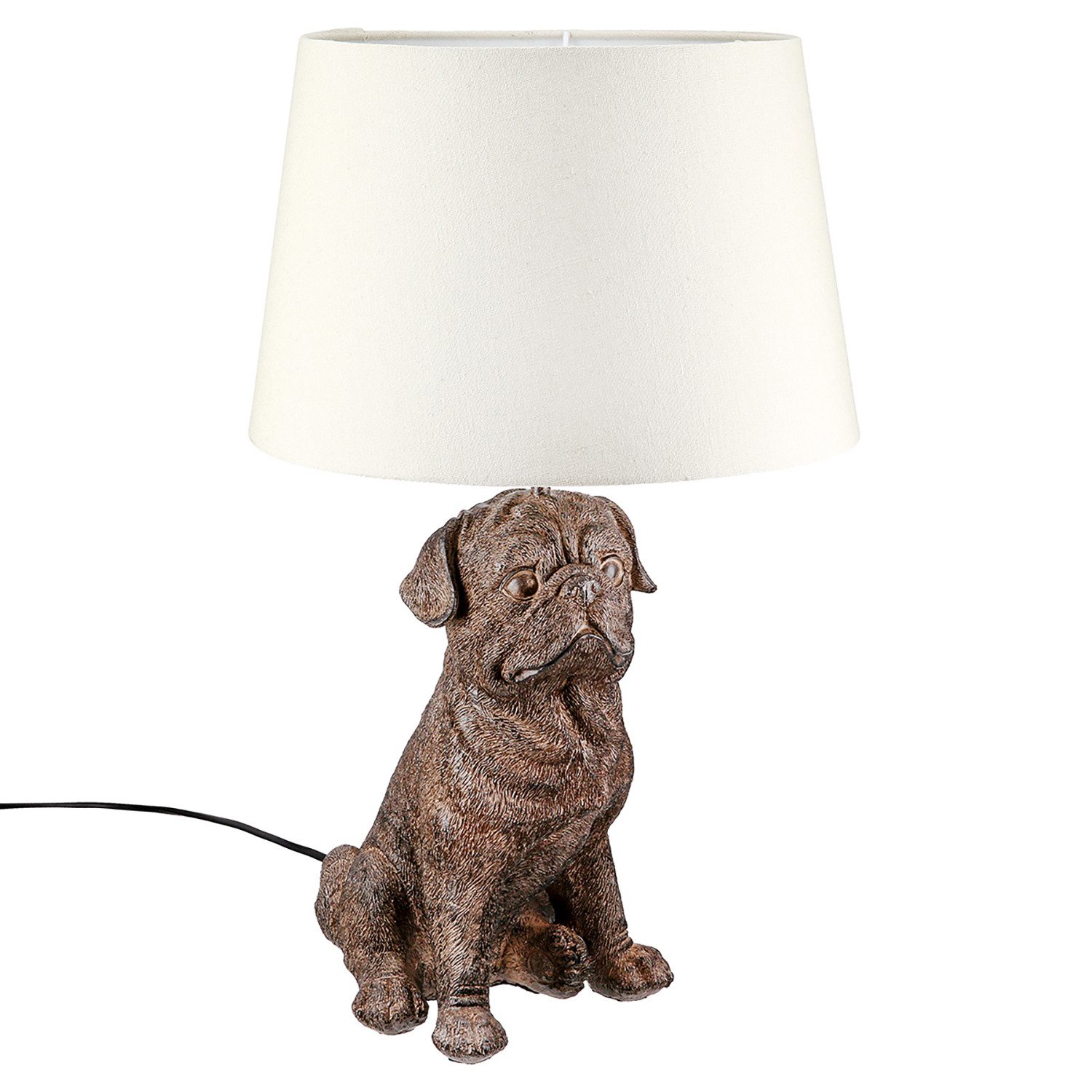 GILDE Tischleuchte MOPS Tischleuchte - dunkel - Kunstharz - Höhe 52cm x Ø 24cm - Lampe, Tischlampe - Schreibtischlampe - Nachttischlampe