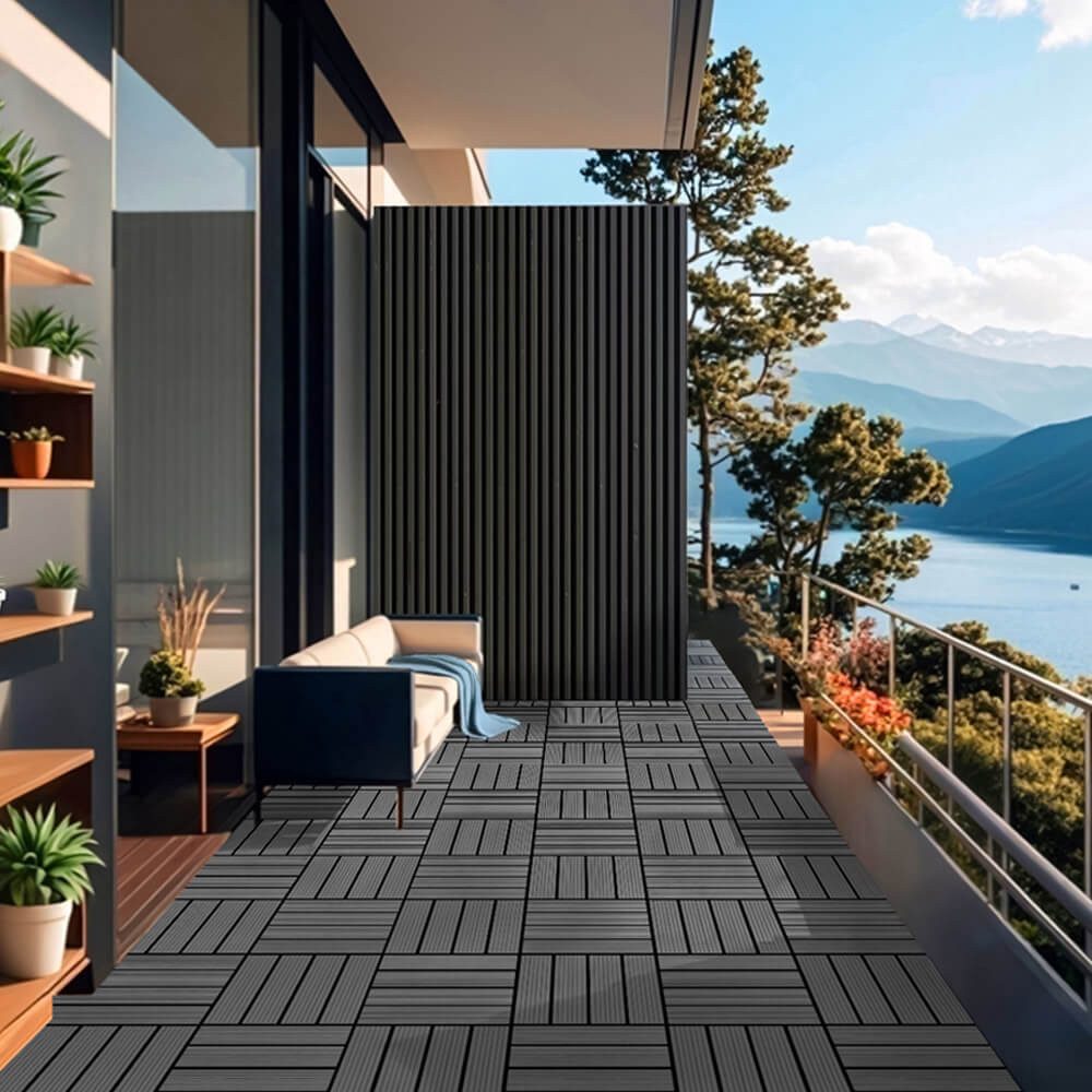 HOME DELUXE Terrassendielen WPC Klickfliesen BAVARO - Farb- und Flächenauswahl (Holzoptik), 1 m², Fliesen á 30 x 30 cm, Terrassenfliesen, Balkonfliesen