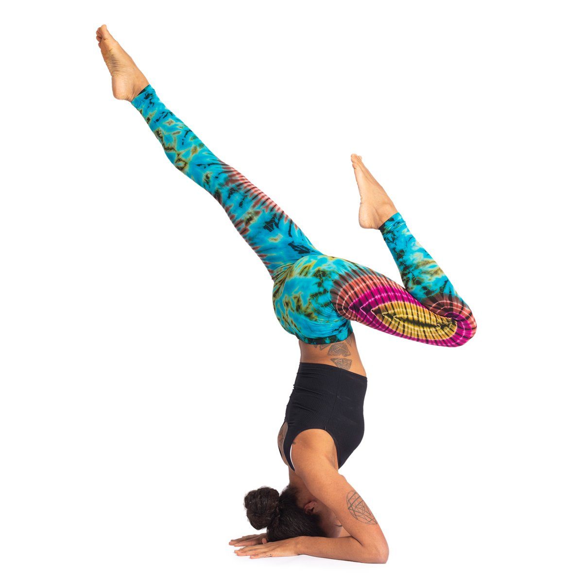 PANASIAM Leggings Unikat Batik Leggings im Blau Hose Batik lange Look Goa aus natürlicher 'Sonne' Sporthose Leggings Sportleggings Viskose Yogaleggings