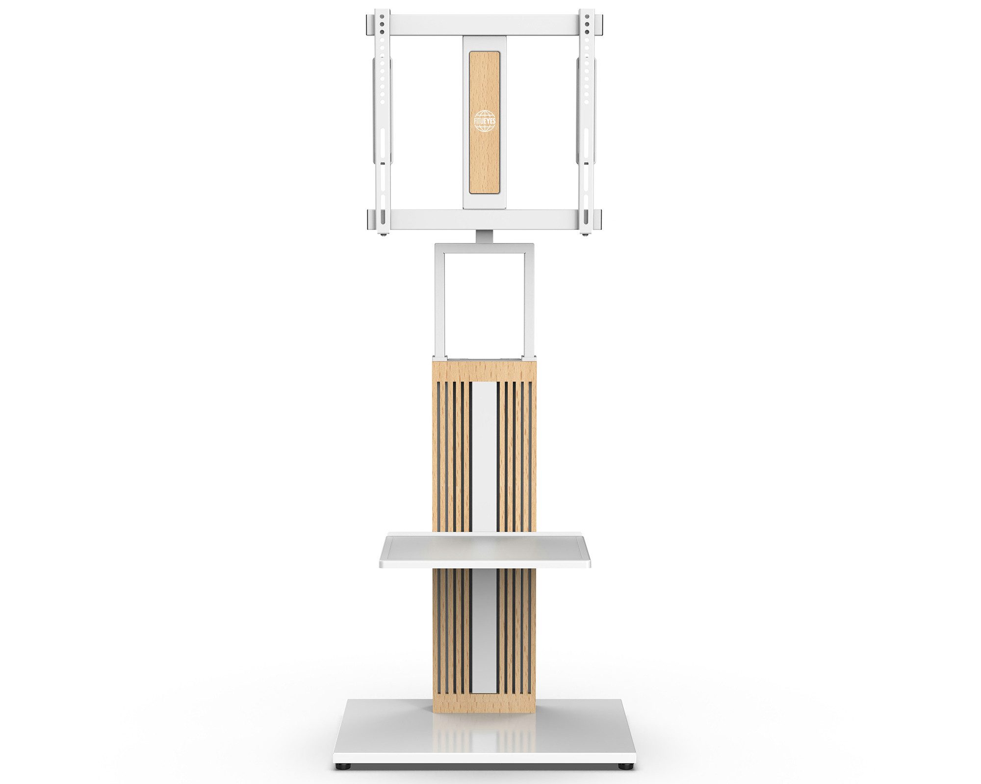 FITUEYES TV-Ständer aus Holz, mit höhenverstellbarer Ablage, ±15° schwenkbar, 32-65 Zoll, (bis 65,00 Zoll, höhenverstellbar, mit Kabelmanagement)