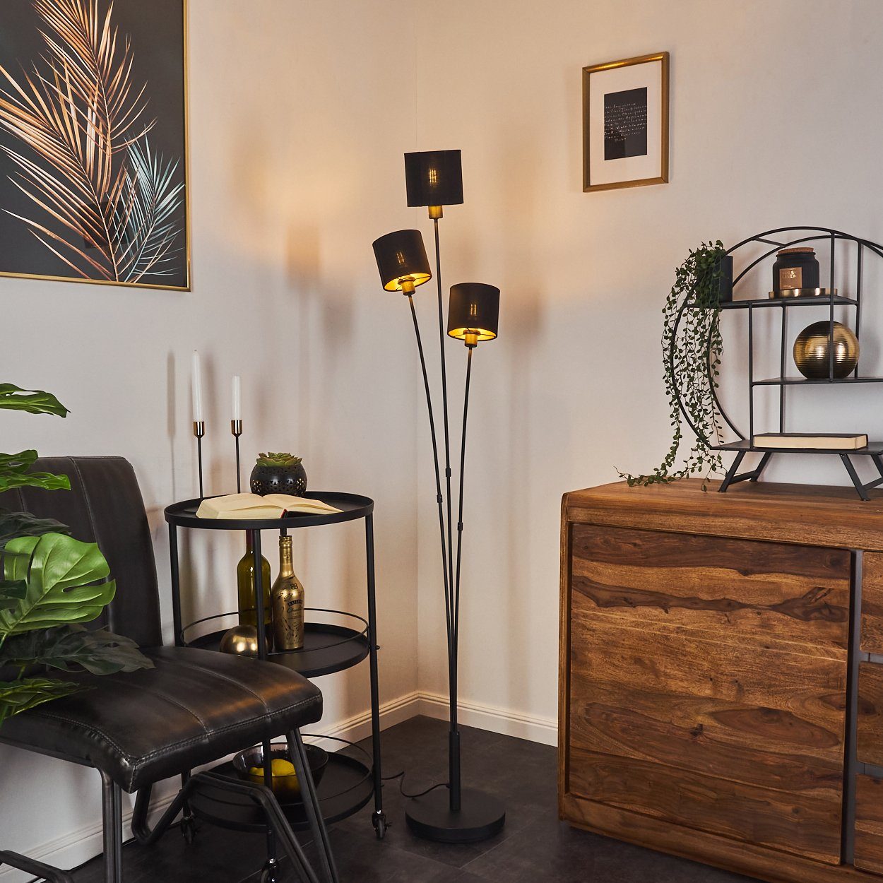 hofstein Stehlampe »Costa« Bodenlampe, Metall, Schwarz, günstig online kaufen