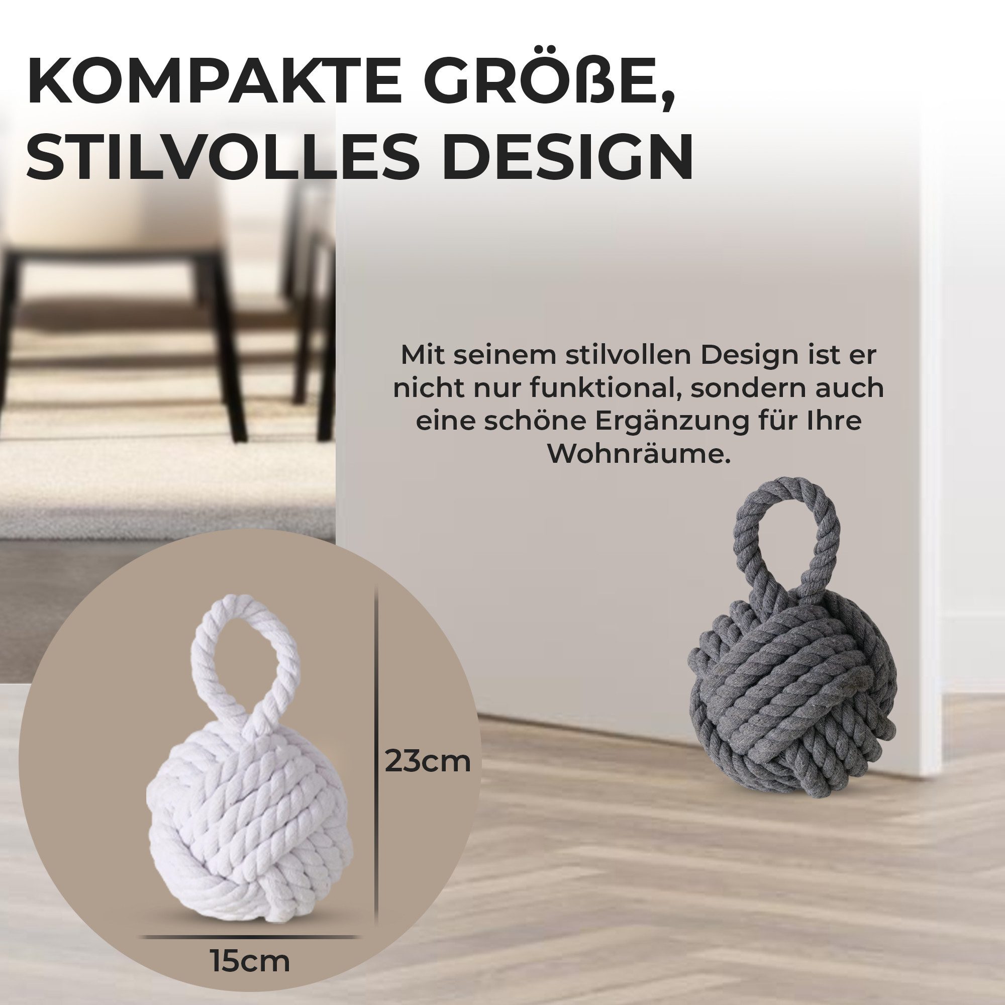 Topanbieter999 Türstopper Topanbieter999 Türstopper (2er Set), Jute grau und weiß – Bild 3 von 5
