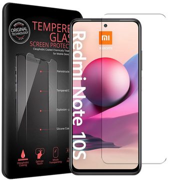 CoolGadget Handyhülle Schwarz als 2in1 Schutz Cover Set für das Xiaomi Redmi Note 10 / 10S 6,43 Zoll, 2x Glas Display Schutz Folie + 1x Case Hülle für Redmi Note 10 10S