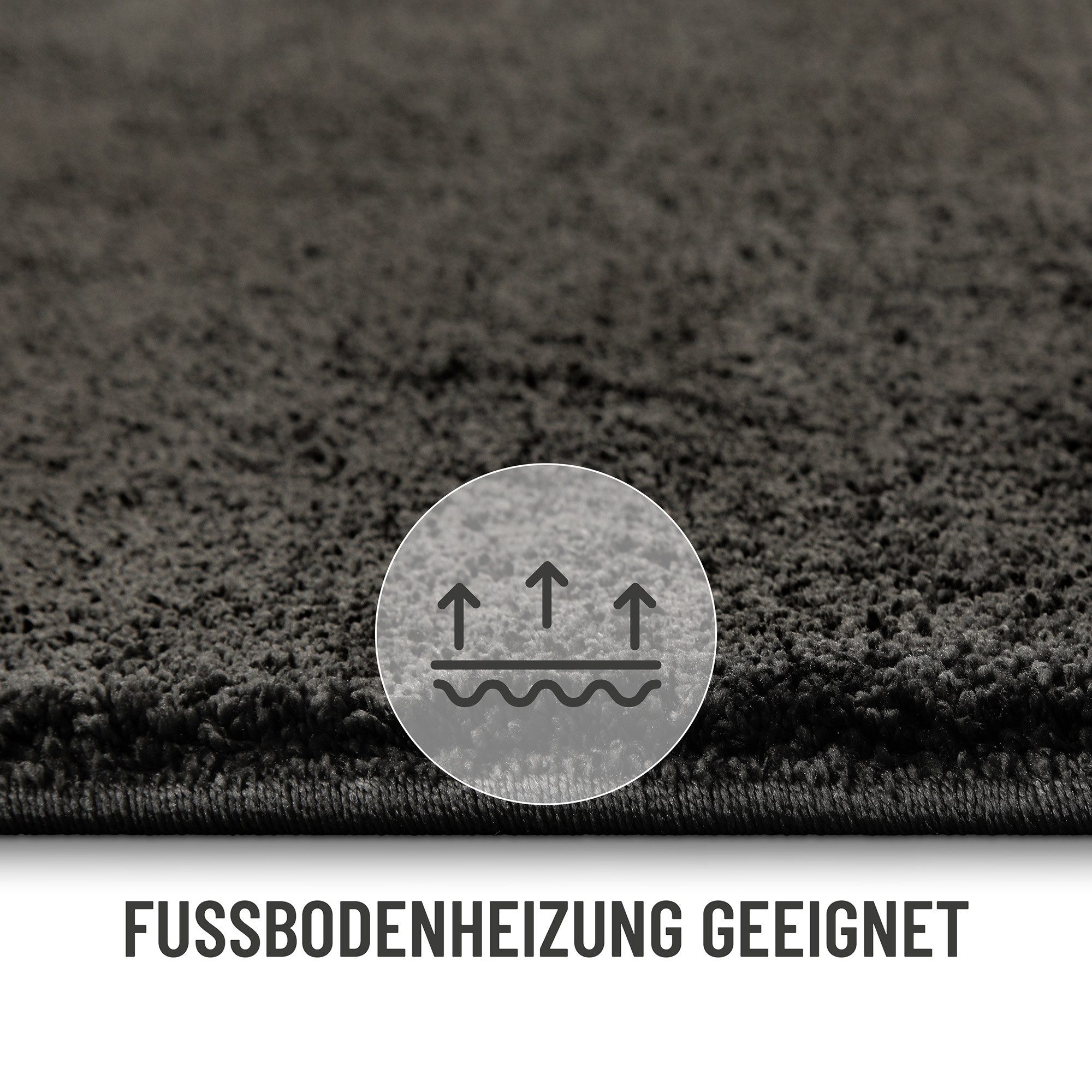 Wecon home Hochflor-Teppich Manta, quadratisch, Höhe: 25 mm, Langflor, maschinell gewebt, robust, Wohn- & Schlafzimmer, uni