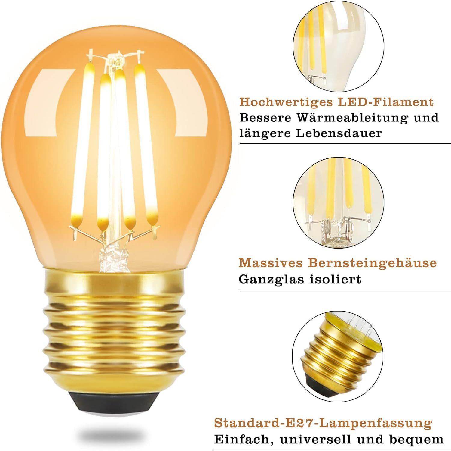 Nettlife LED-Leuchtmittel E27 4W Vintage 6ER günstig online kaufen
