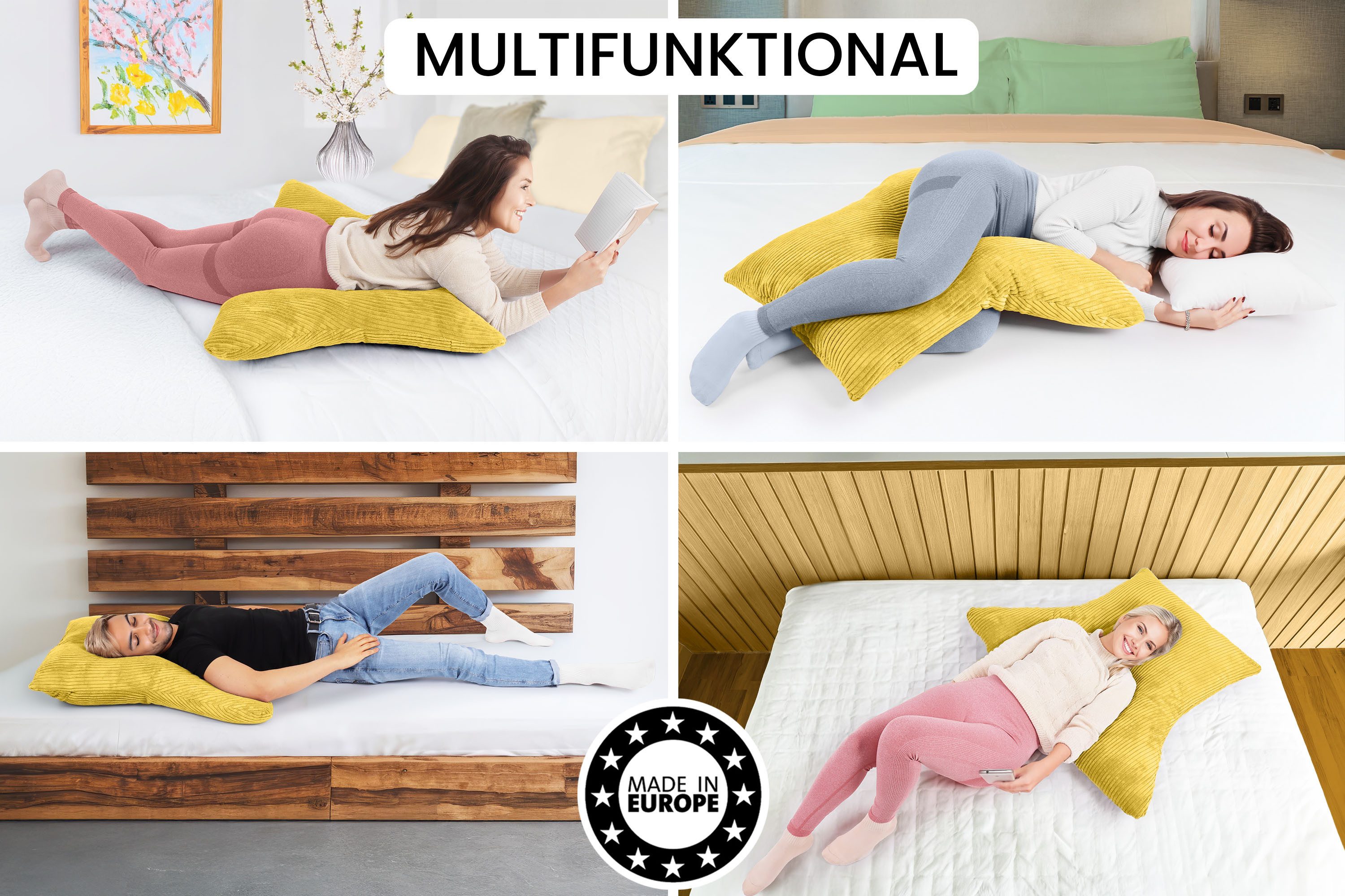 Amilian Schlafkissen - Lesekissen für Bett und Sofa - Seitenschläferkissen - Stillkissen, Seitenschläfer, Rückenlage, Schlafkissen für Seitenlage, Kissen mit Füllung und abnehmbarem Bezug - Stillhilfe