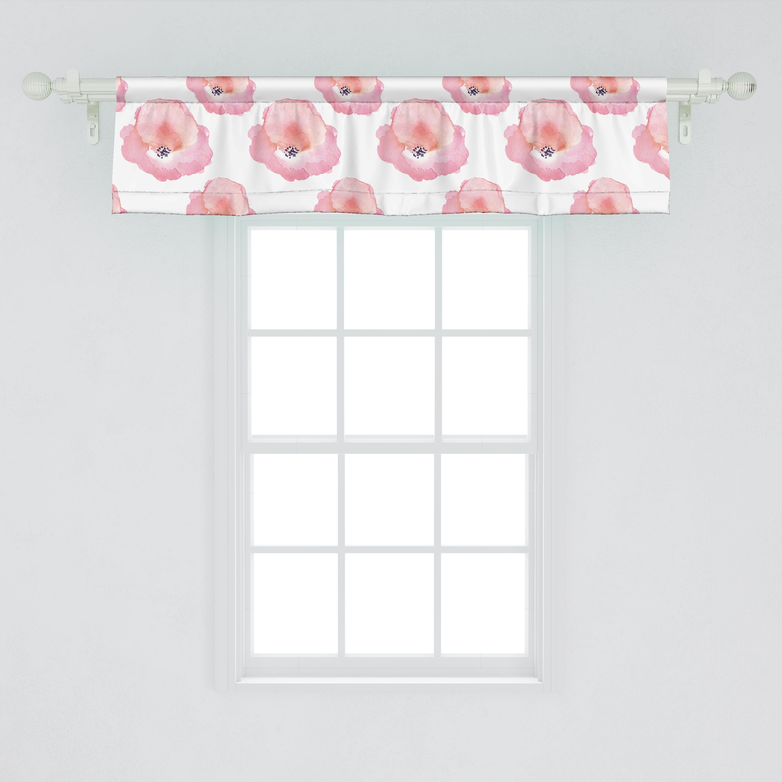 Scheibengardine Vorhang Volant für Schlafzimmer Microfaser, Stangentasche, Aquarell Blots Küche mit Blumen-Aquarell Dekor Abakuhaus