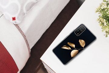 MuchoWow Handyhülle Blätter - Zweig - Gold - Luxus, Phone Case, Handyhülle Xiaomi Mi 10T, Silikon, Schutzhülle