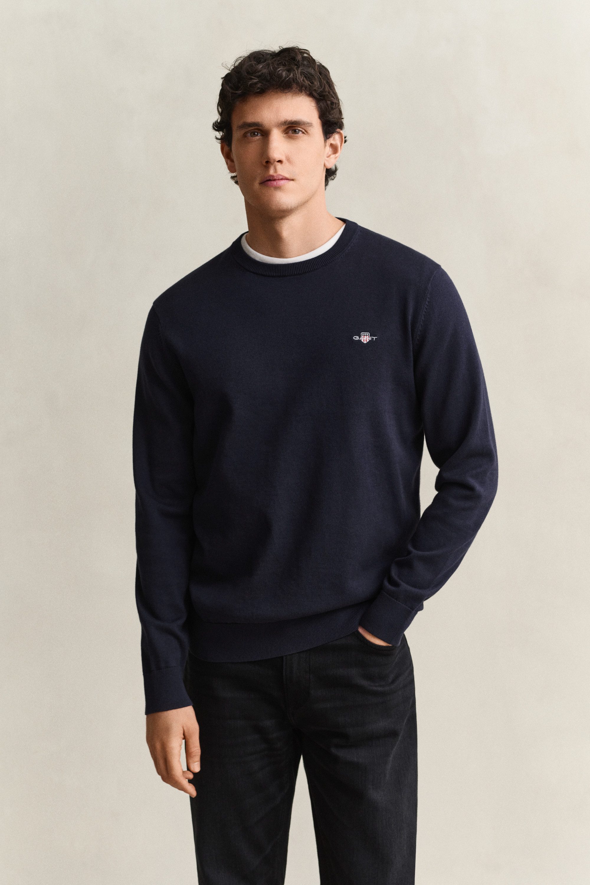 Gant Rundhalspullover CLASSIC COTTON Regular fit mit Rundhalsausschnitt