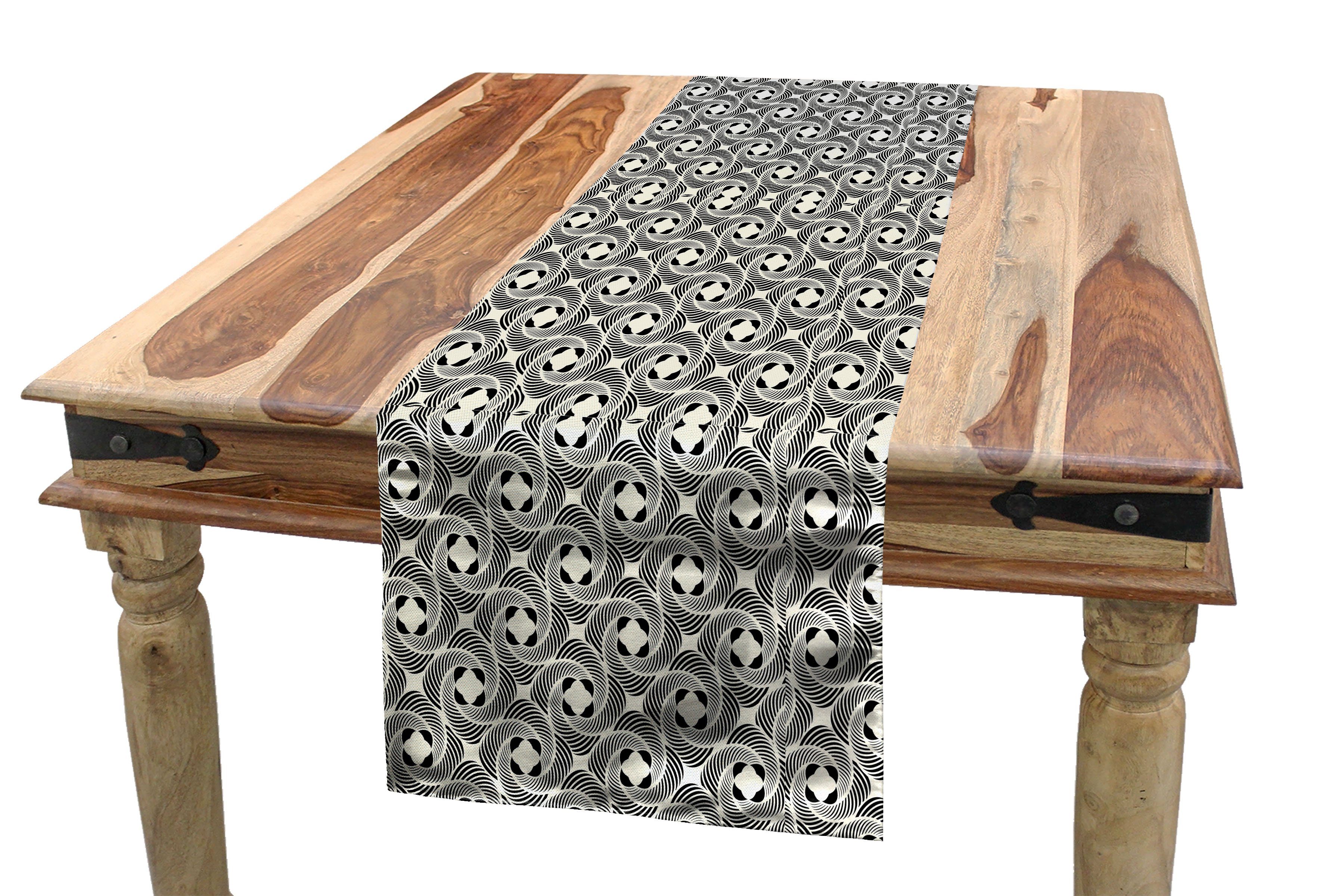 Abakuhaus Tischläufer Esszimmer Küche Rechteckiger Dekorativer Tischläufer, Abstrakt Wirbels-Blumen-Muster
