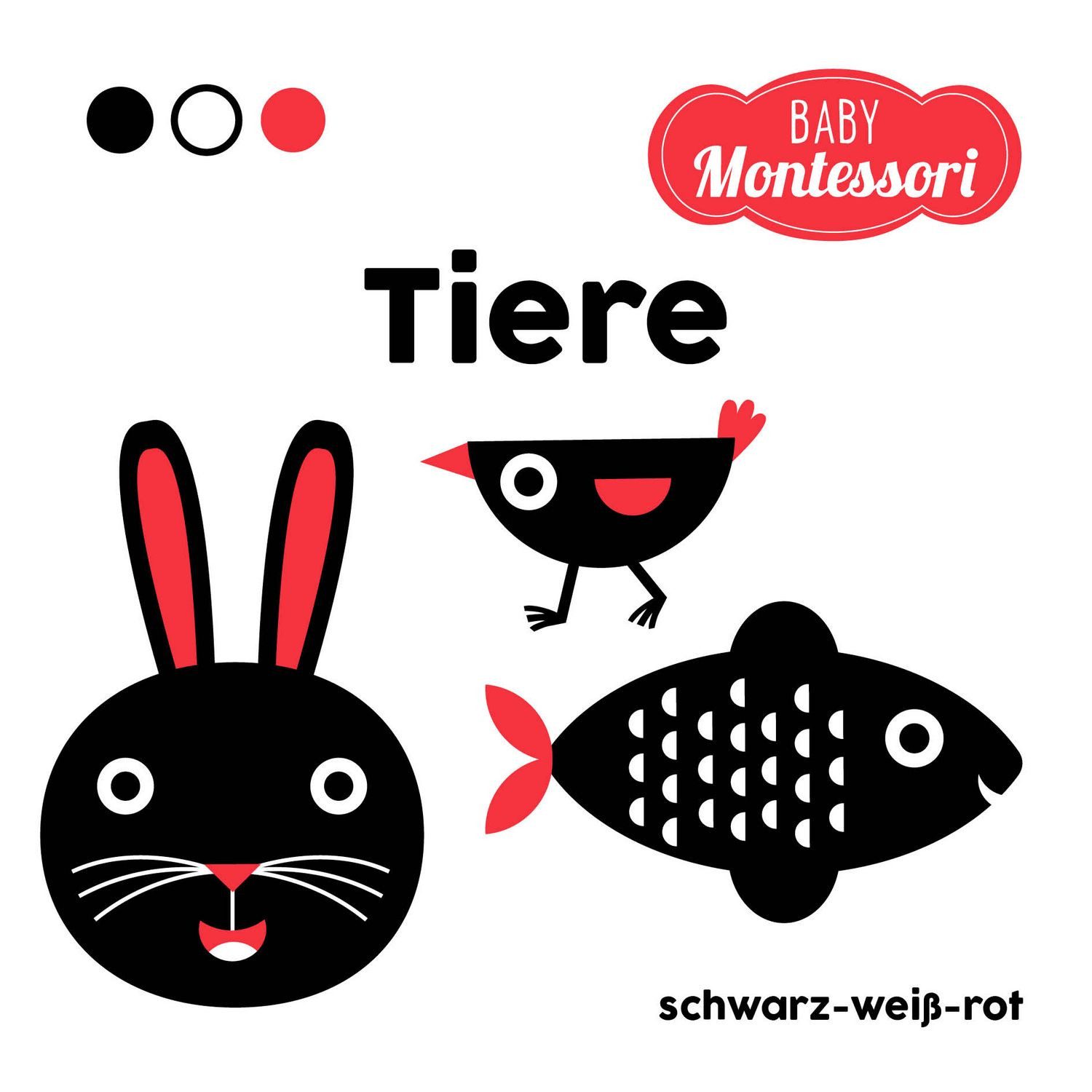 Tiere schwarz-weiß-rot (Baby Montessori) / diverse