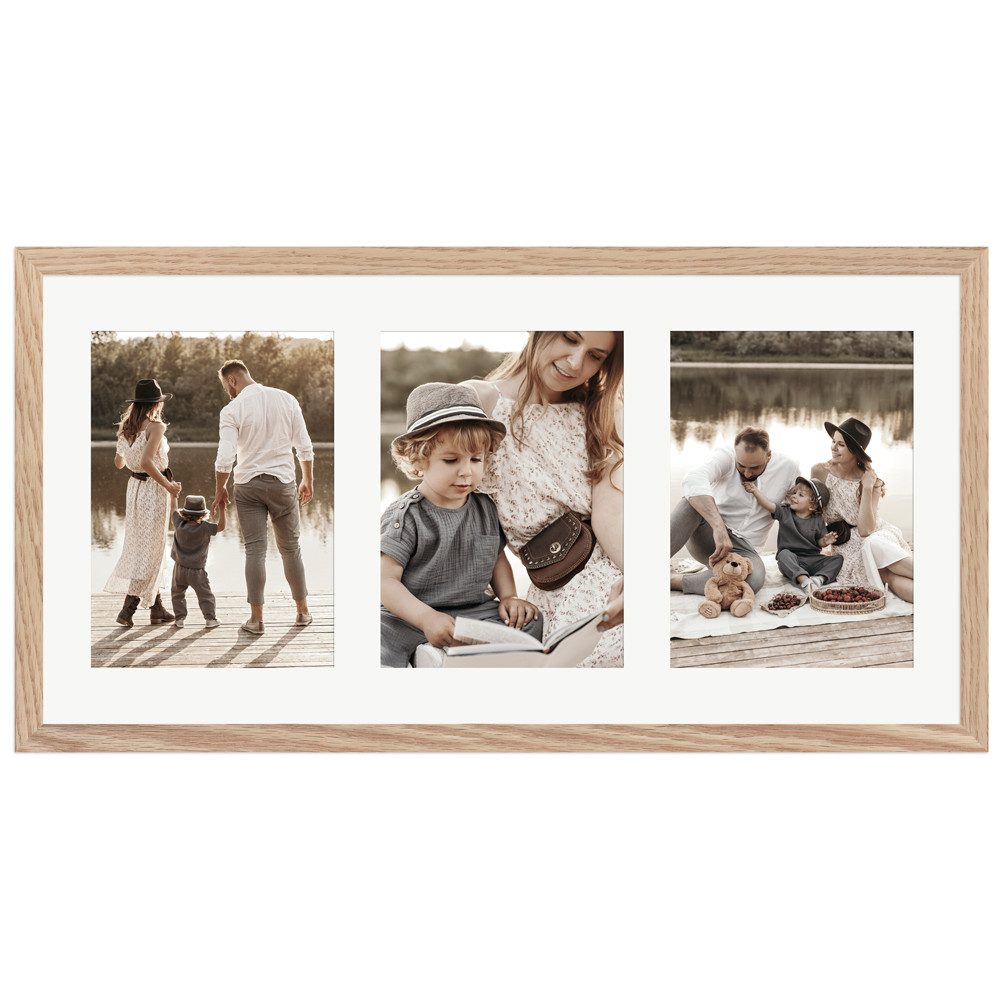 WANDStyle Galerierahmen G950 25x50 cm, für 3 Bilder, im Format 13x18 cm, aus Massivholz in der Farbe Eiche – Bild 4 von 5