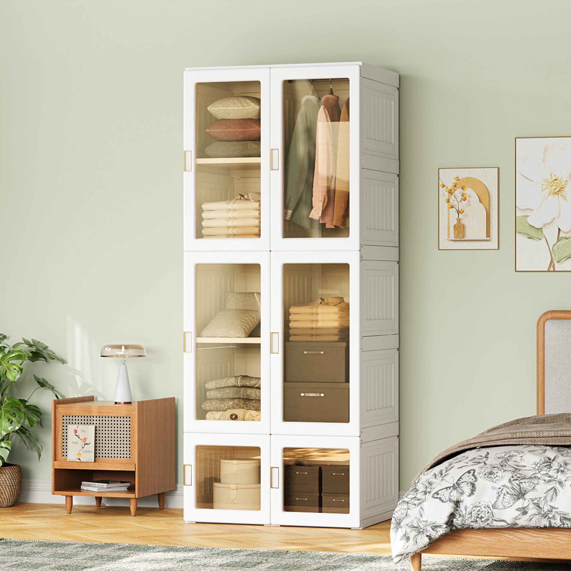 NMCXXO Kleiderschrank Modularer Kleiderschrank mit Türen & Stauraum Mehrzweckschrank für Schlafzimmer Ankleidezimmer