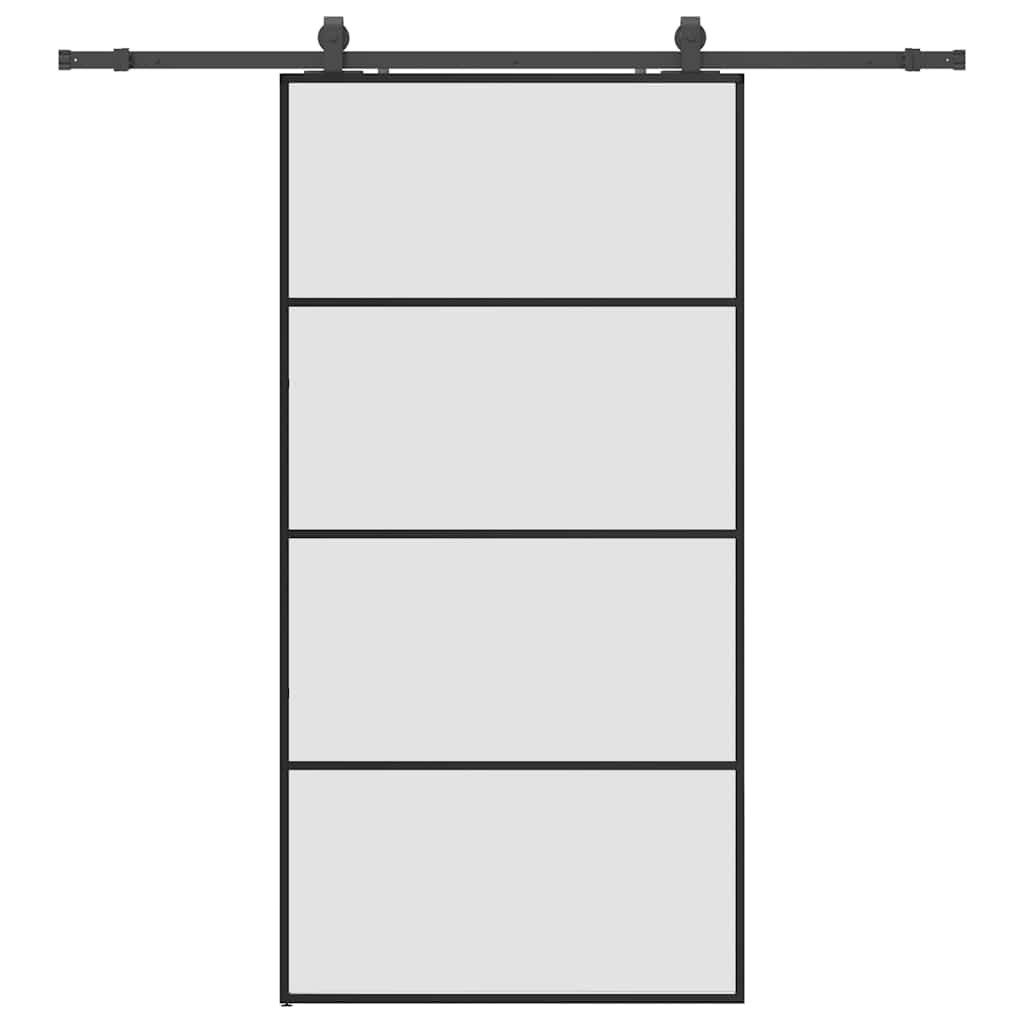 vidaXL Schiebetür Schiebetür mit Beschlag Schwarz 102,5x205 cm ESG-Glas