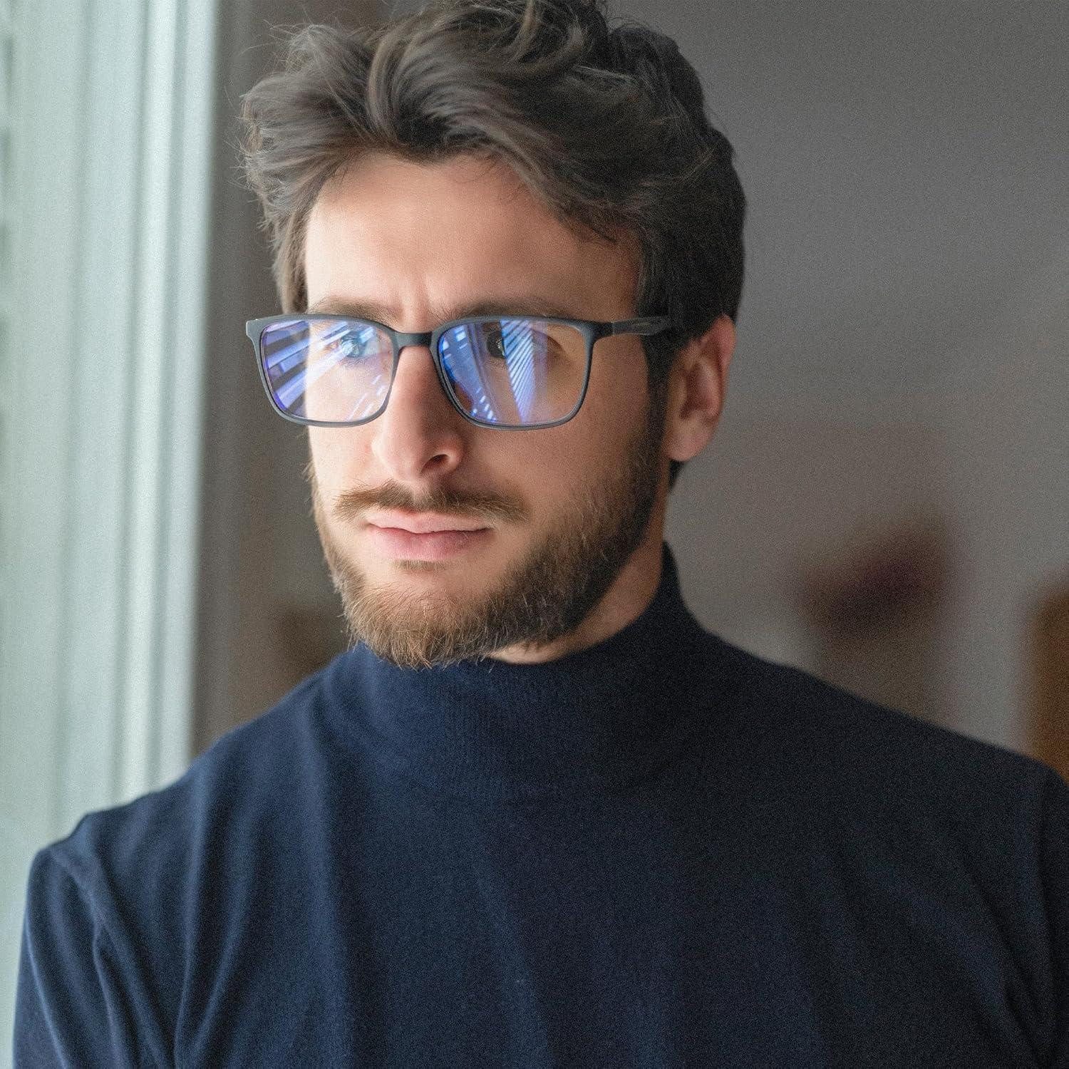 LuxusKollektion Lesebrille Brille Blaulichtfilter Lesebrille Herren Eckig Antiglanz Schwarz 2.0 x – Bild 4 von 5