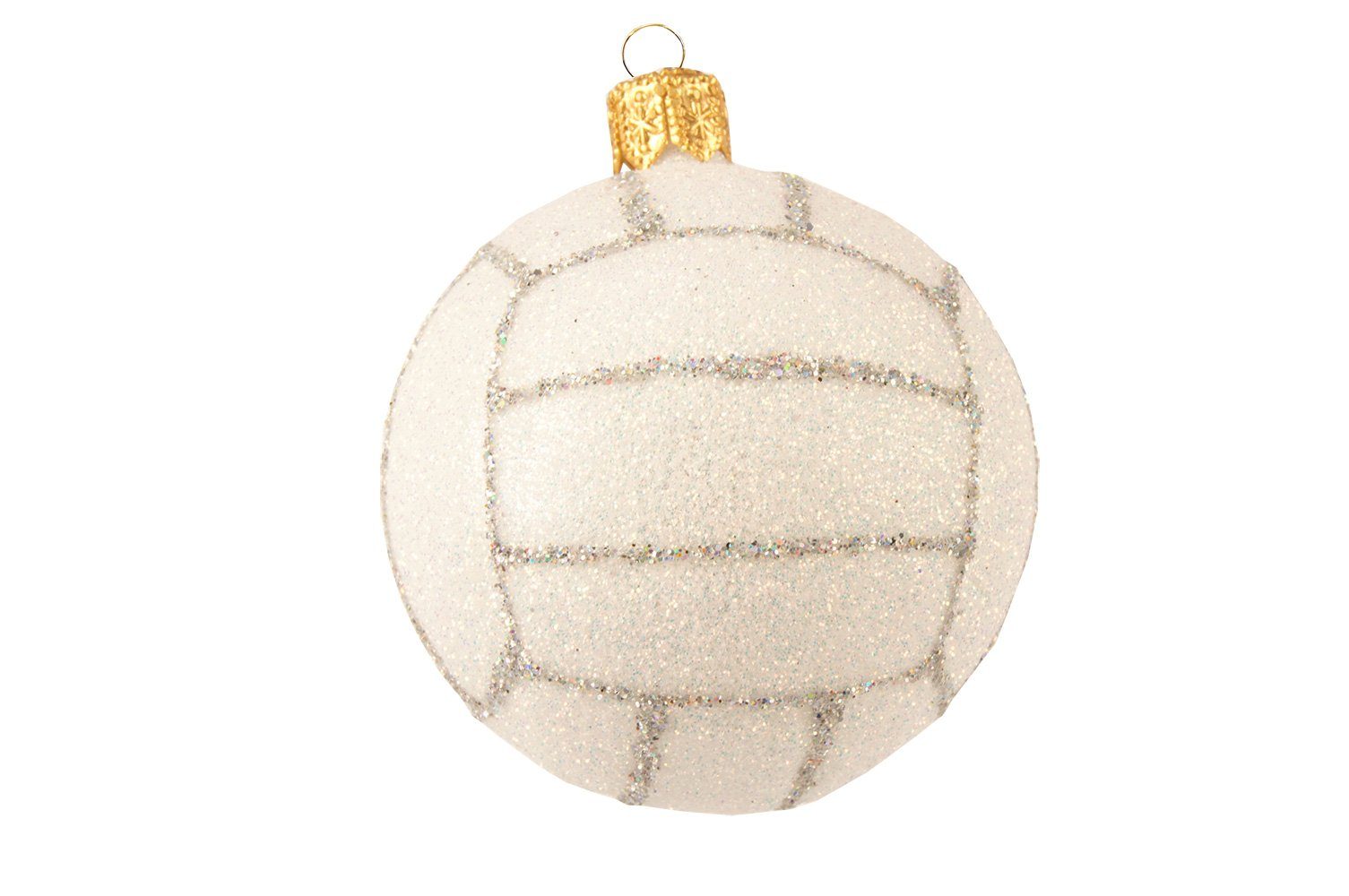 IMPULS Christbaumschmuck, Christbaumschmuck Glas Volleyball 5cm weiß