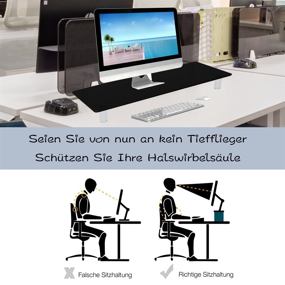 Mucola TV-Rack Monitorerhöhung Schreibtischaufsatz Monitorständer TV Glasaufsatz (Stück, Monitorerhöhung), Robust und stabil