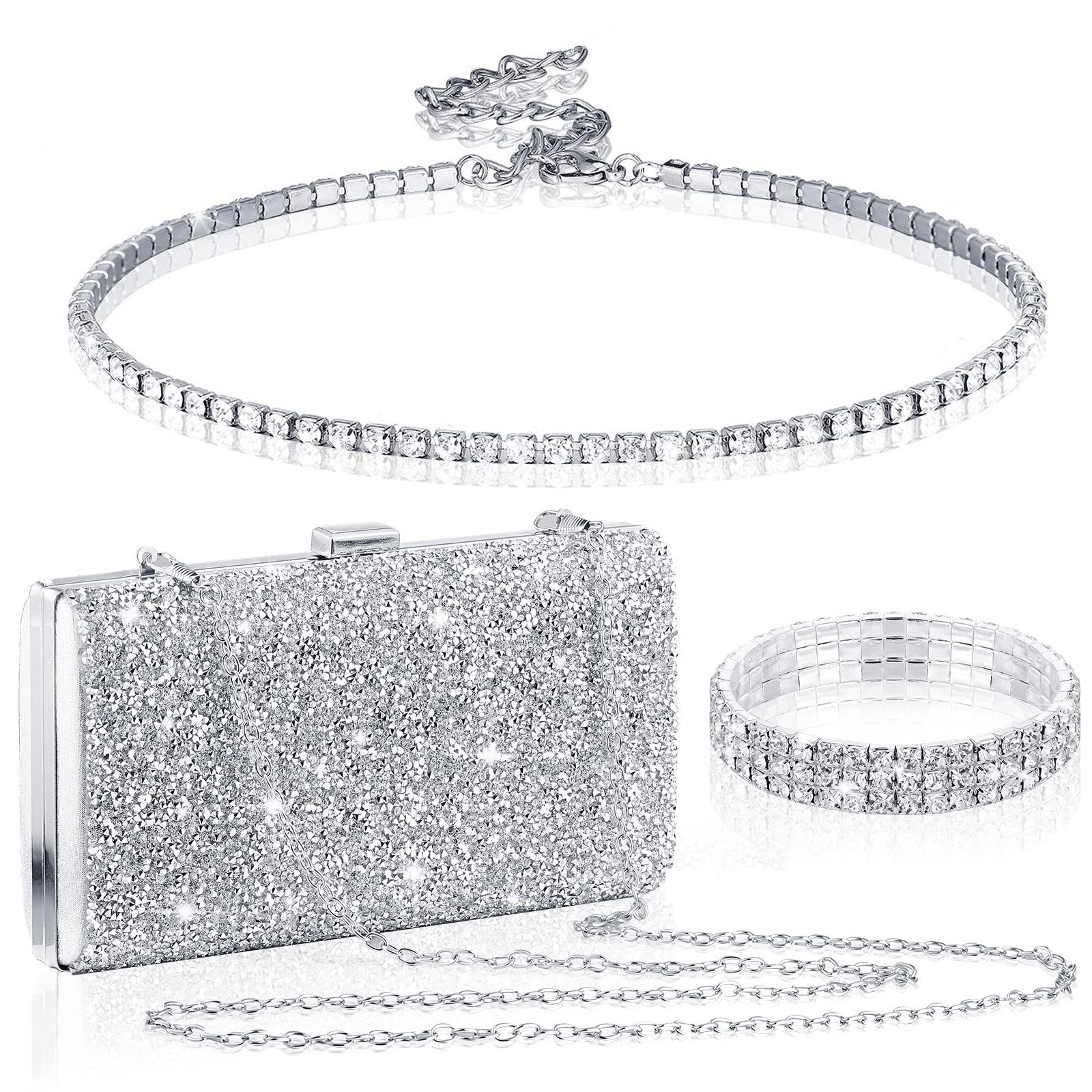 Coonoor Schmuckset 3-teiliges Damen-Schmuckset, Hochzeitsschmuck-Set, (43-tlg), Schmuckset mit Halskette, Armband, und Abendtasche