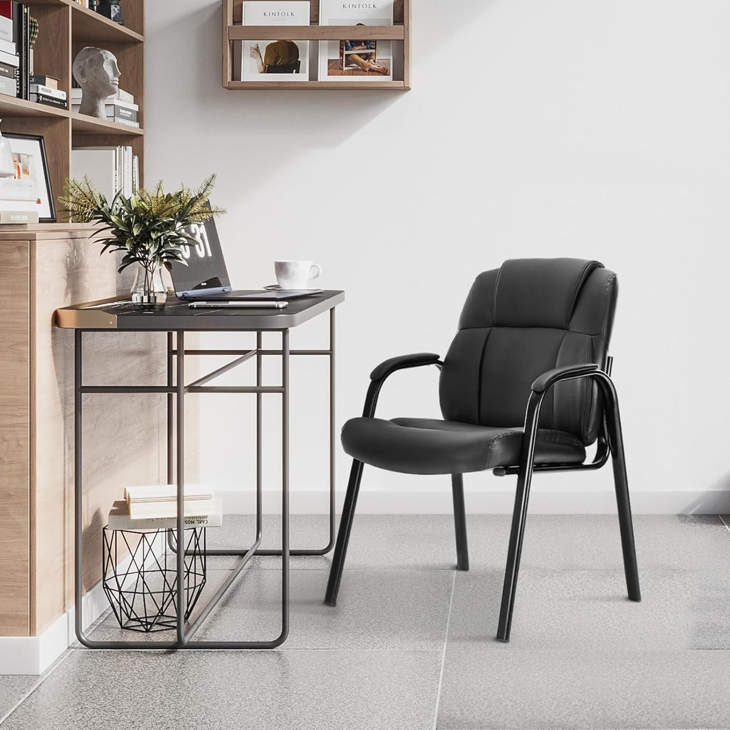 DUMOS Besucherstuhl Konferenzstuhl aus Bequemem PU-Leder Gepolsterten Armle günstig online kaufen