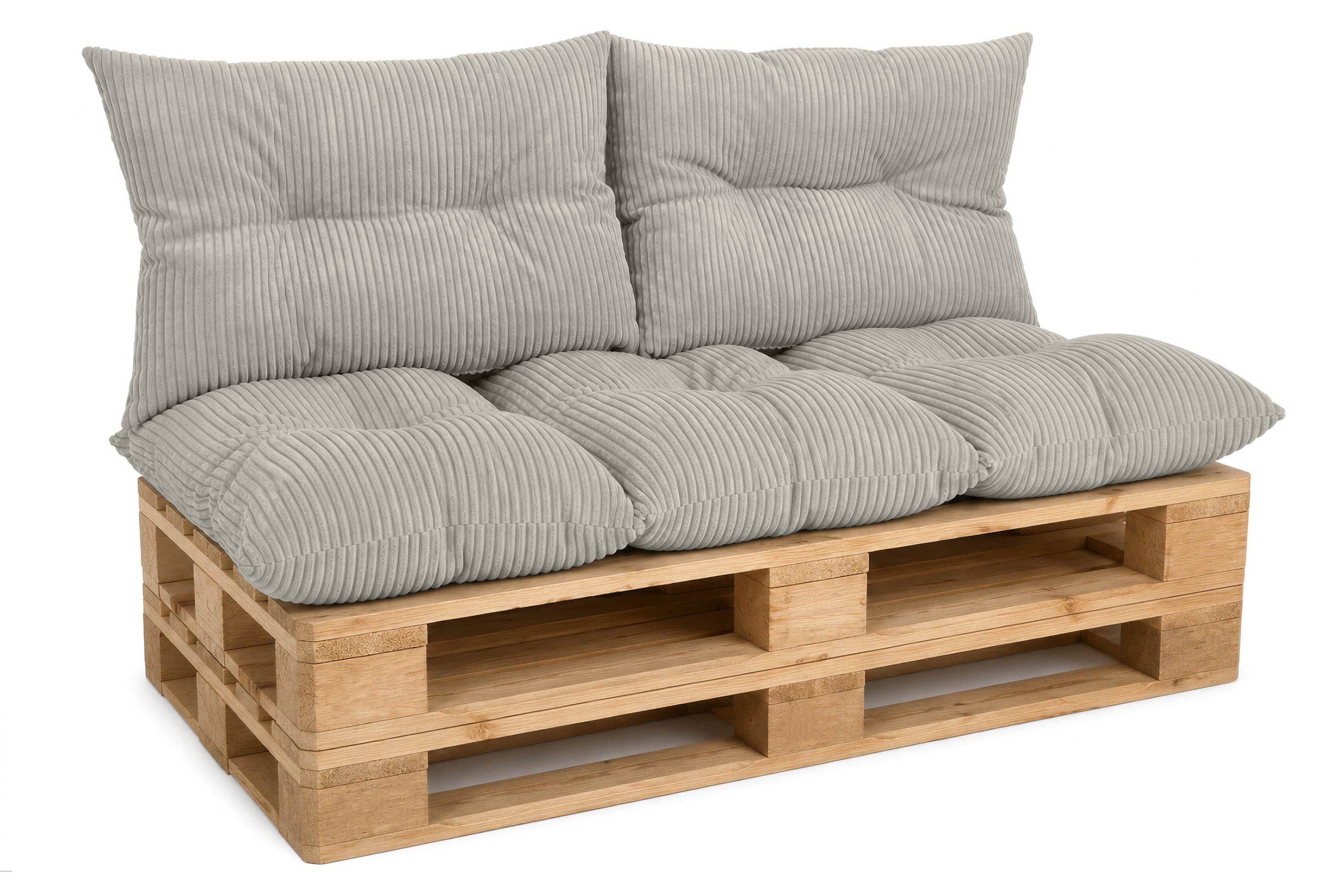 Amilian Palettenkissen Palettenauflagen Set 3-tlg., 120x80 cm + 2x 40x60 cm, für Palettenmöbel, Balkon, Terrasse und Wohnbereich