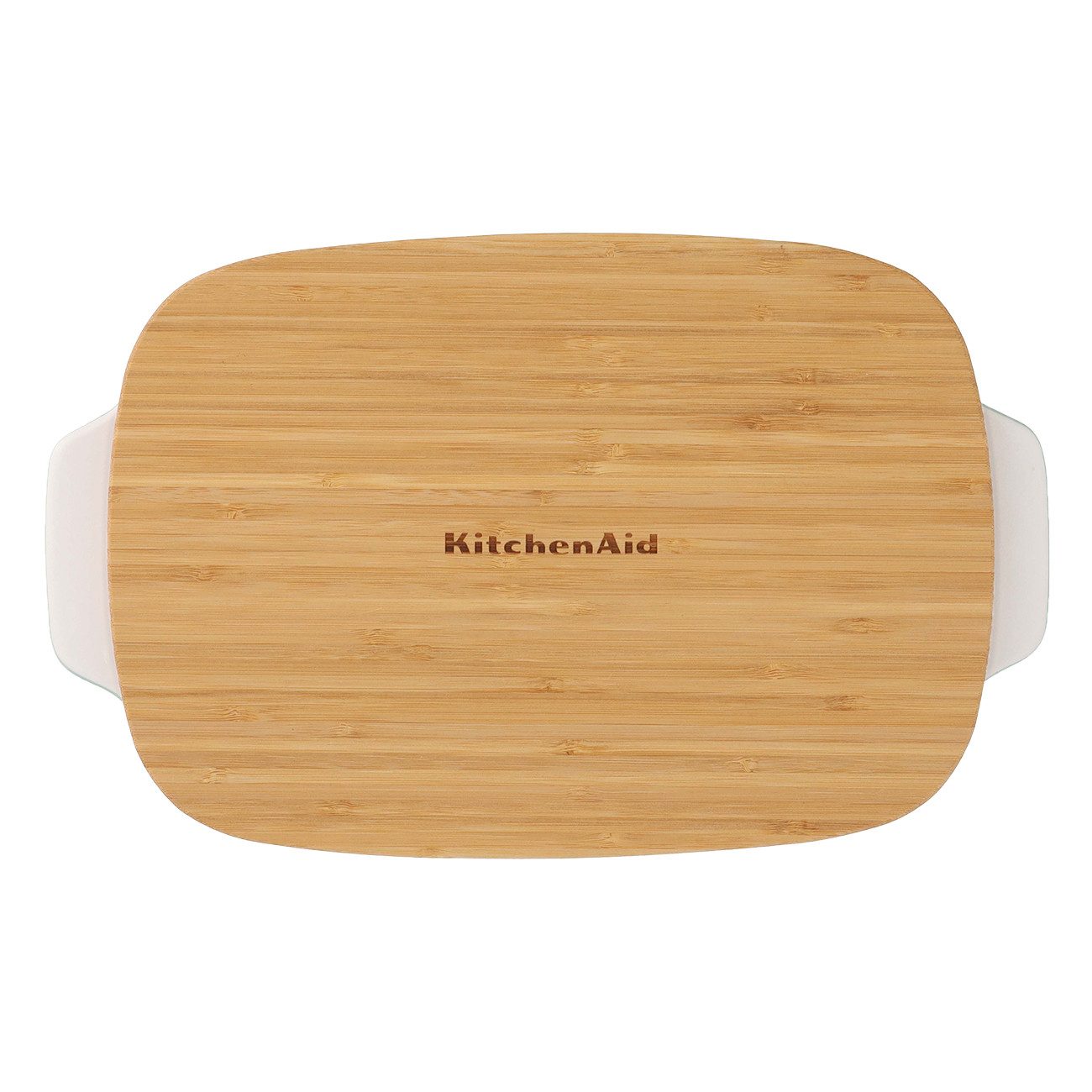KitchenAid Auflaufform Stoneware, Keramik, Backofenform bis 260° inkl. Bambus Deckel mit extra breiter Gummilippe
