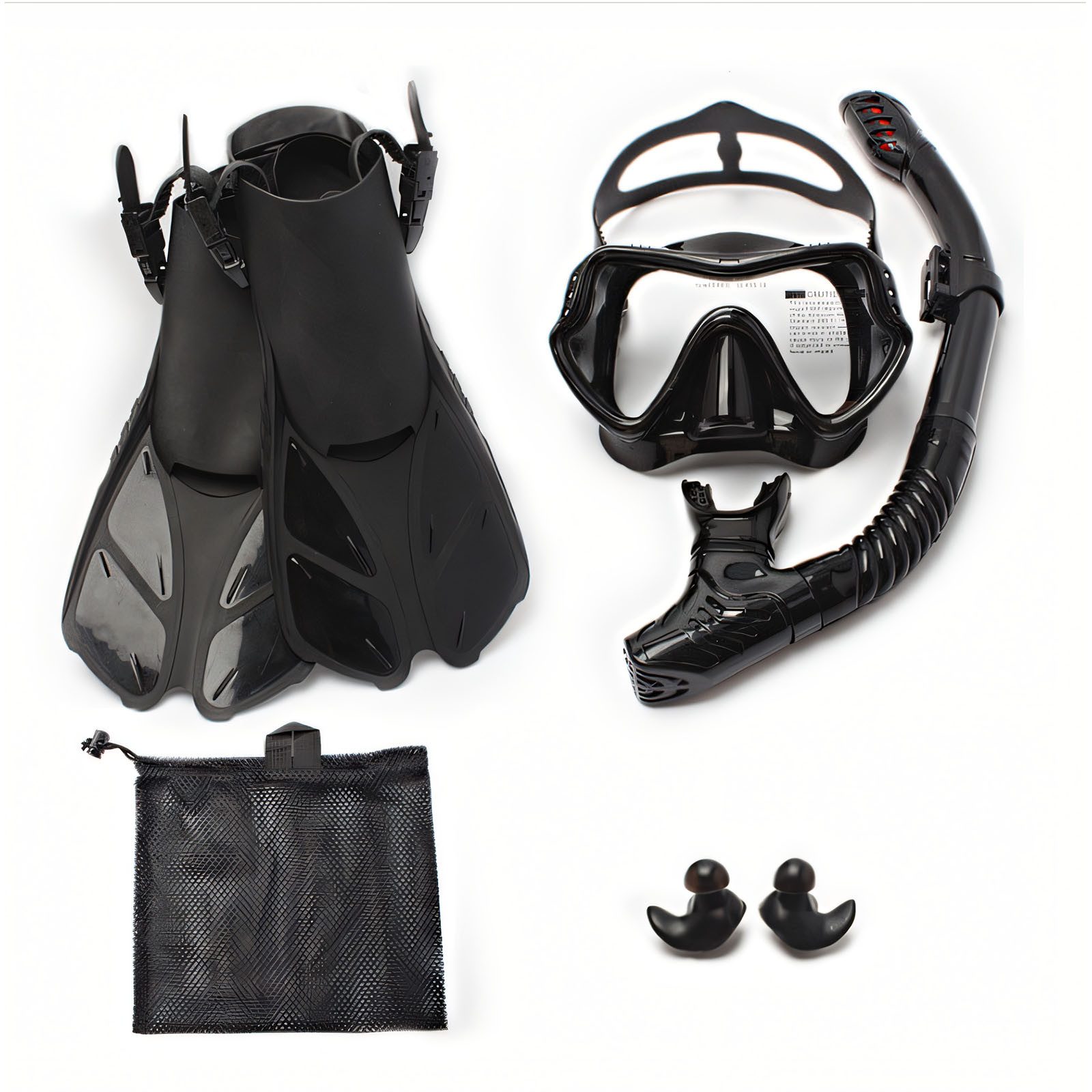 OKWISH Schnorchel 3 Schnorchelset Schnorchelmaske Schnorcheln Taucherbrille (Anti-Leck Anti-Fog Tauchmaske aus Gehärtetem Glas, 4 St., Dry Schnorchel mit Schwimmflossen Schnorchelflossen und Ohrstöpsel), Männer Frauen Schwimmen Tauchen unterwassererkundungen