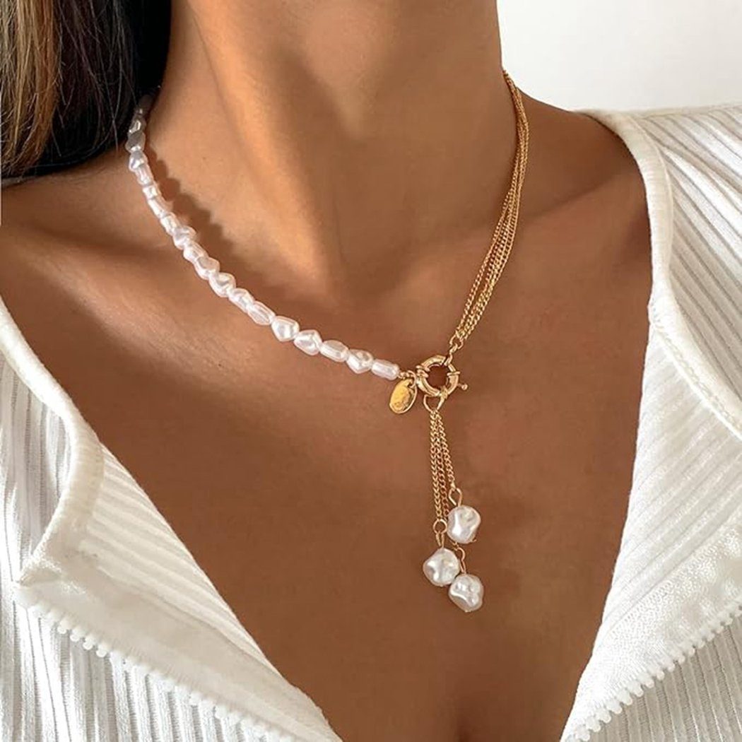Charm-Kette Damen-Perlen-Halskette Quasten-Anhänger, Damen-Halskette mit TUABUR