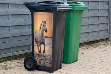 MuchoWow Wandsticker Pferde - Sonne - Meer - Strand - Tiere (1 St), Mülleimer-aufkleber, Mülltonne, Sticker, Container, Abfalbehälter