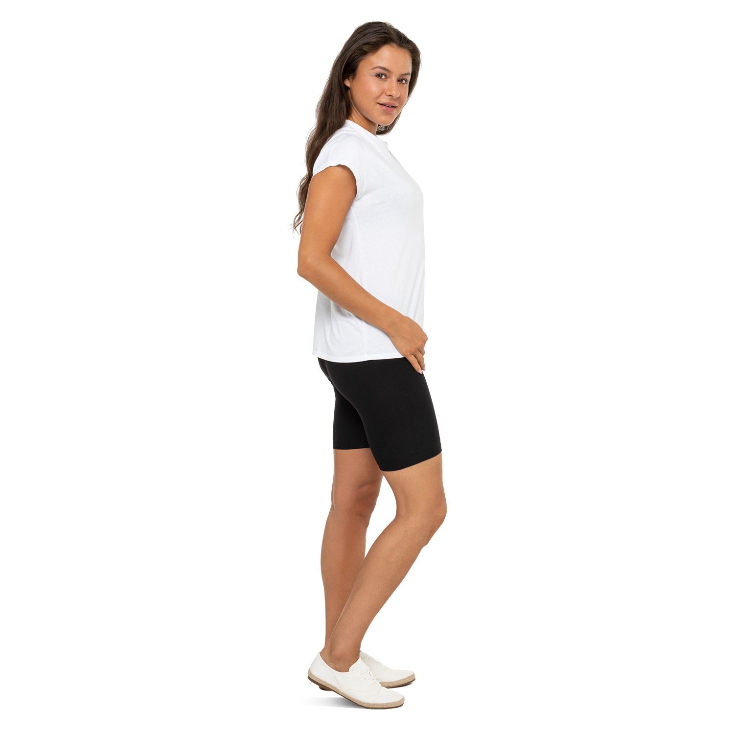 celodoro Shorts Damen Kurzleggings Stretch-Jersey Radlerhose aus Baumwolle