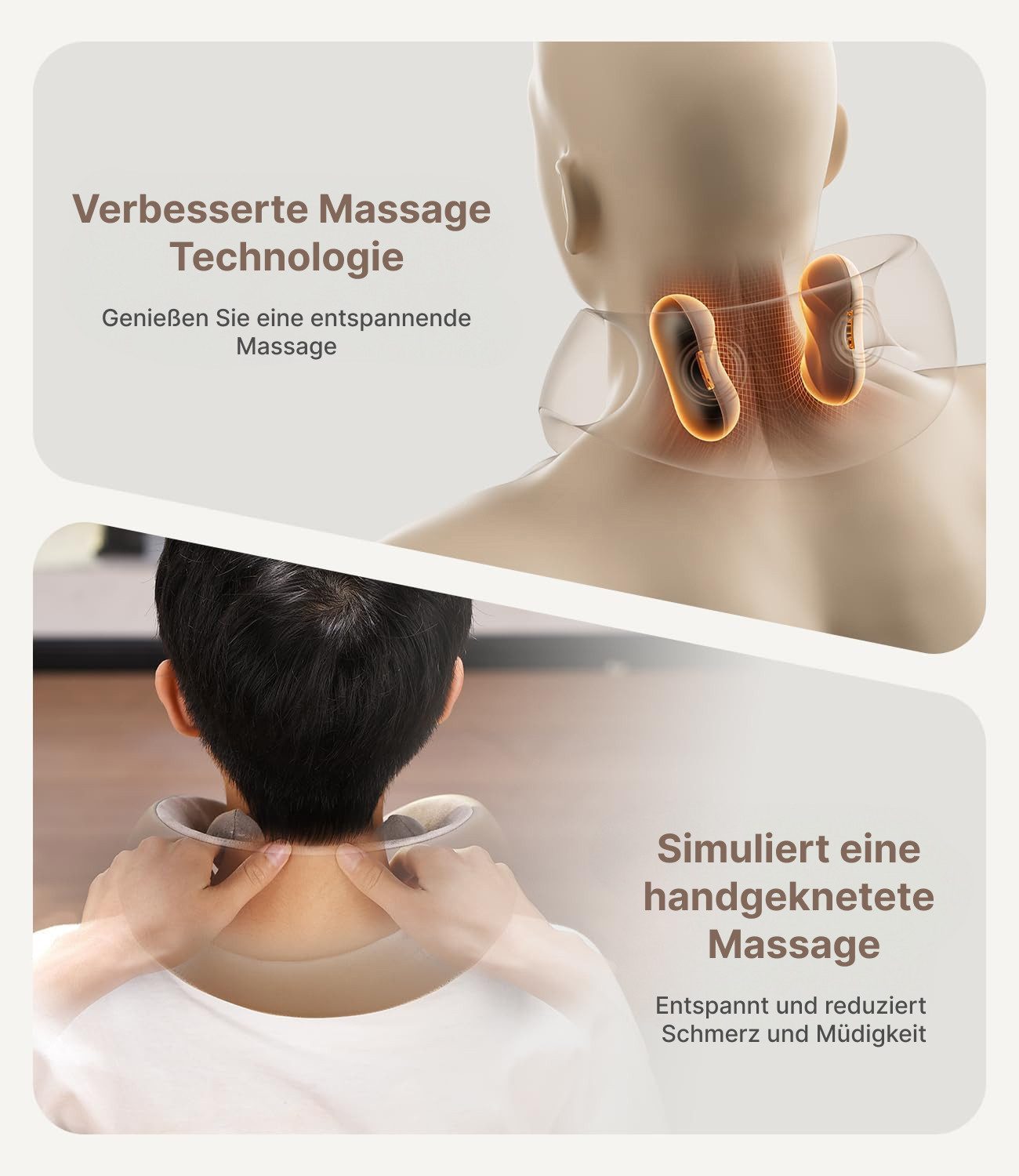 RENPHO Massagegerät U-Neck mini R-L001 mit Wärme & Bluetooth, Kabelloses Shiatsu Massagegerät – auch für unterwegs