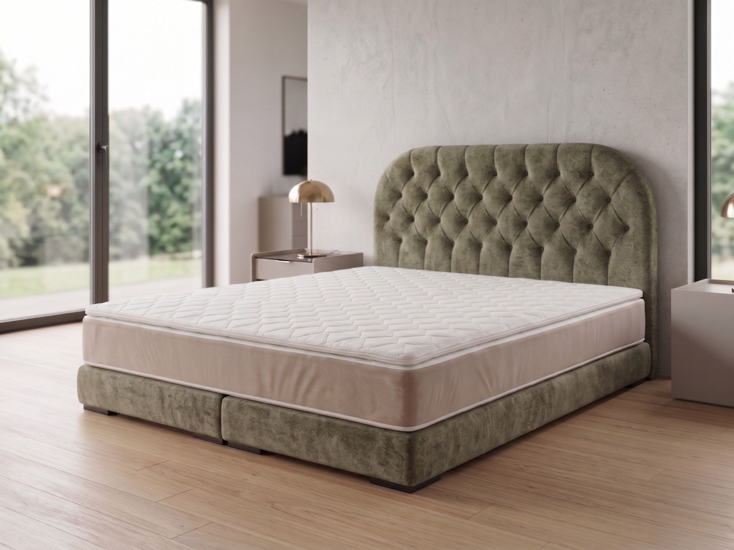 A&J MöbelLand GmbH Polsterbett LEON mit Kopfteil - Stilvolles Bettgestell für Ihr Schlafzimmer (Länge: 209 cm, Höhe Kopfteil: 110 cm, 4 Kopfteil-Varianten, 7 Größen zur Auswahl, Modernes Design, TOP ANGEBOT!, Inklusive Bettgestell), Komplettgestell-Set