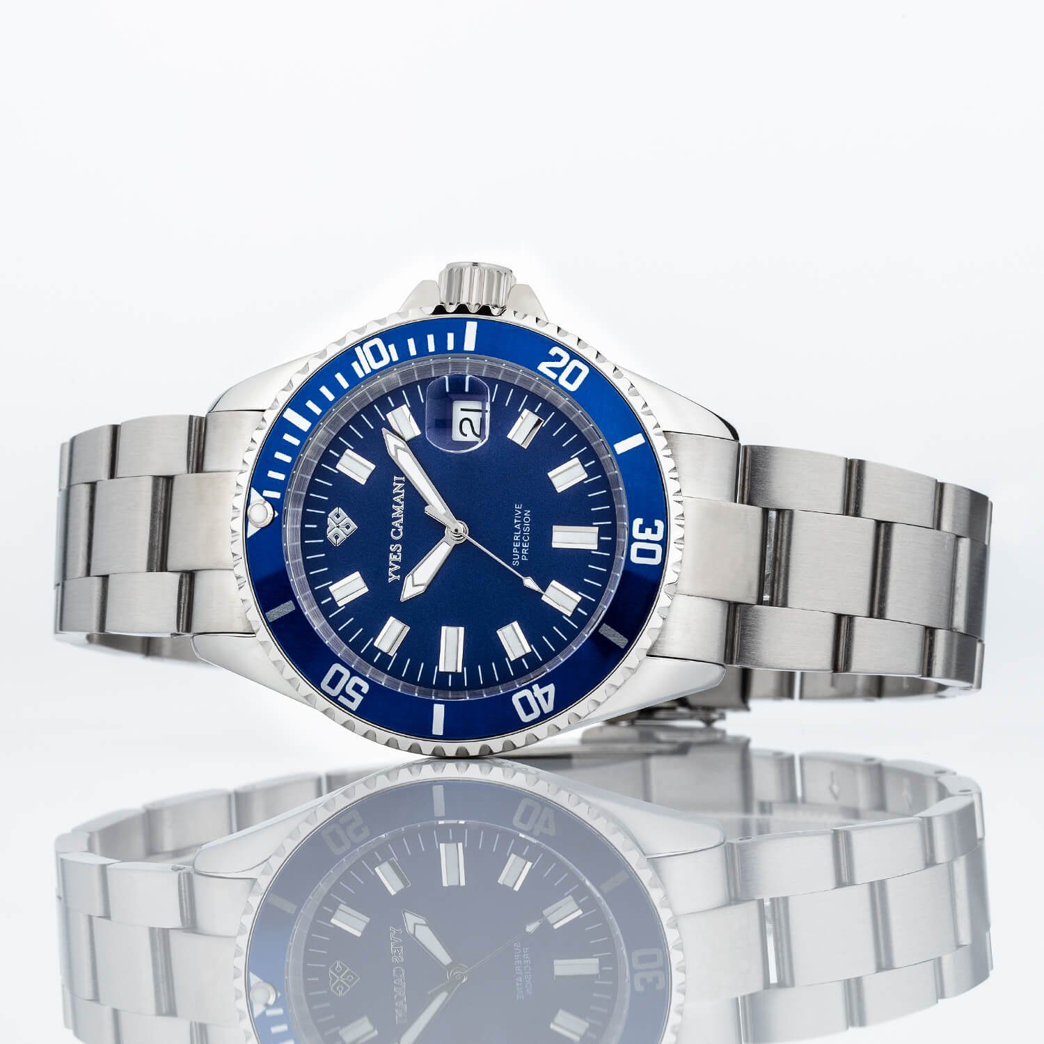 Yves Camani Quarzuhr ANWEN B, drehbarer Lünette, Datumsanzeige mit Lupe, 5 ATM