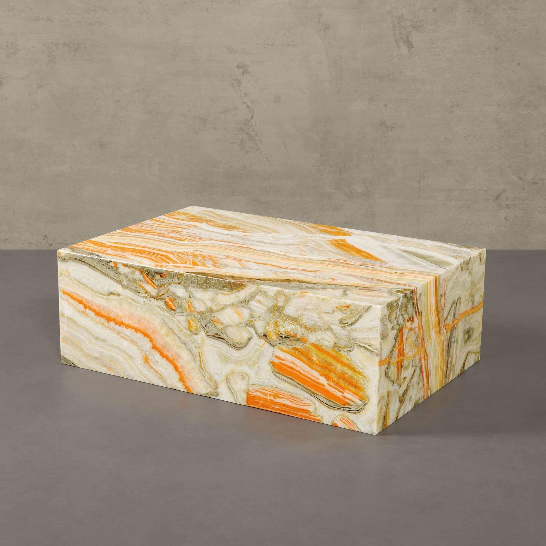 90x60x30cm echter Marmor Ablagetisch MAGNA Onyx MARMOR, Couchtisch Atelier ASPEN ECHTEM eckig, Multicolor Tisch, Beistelltisch mit