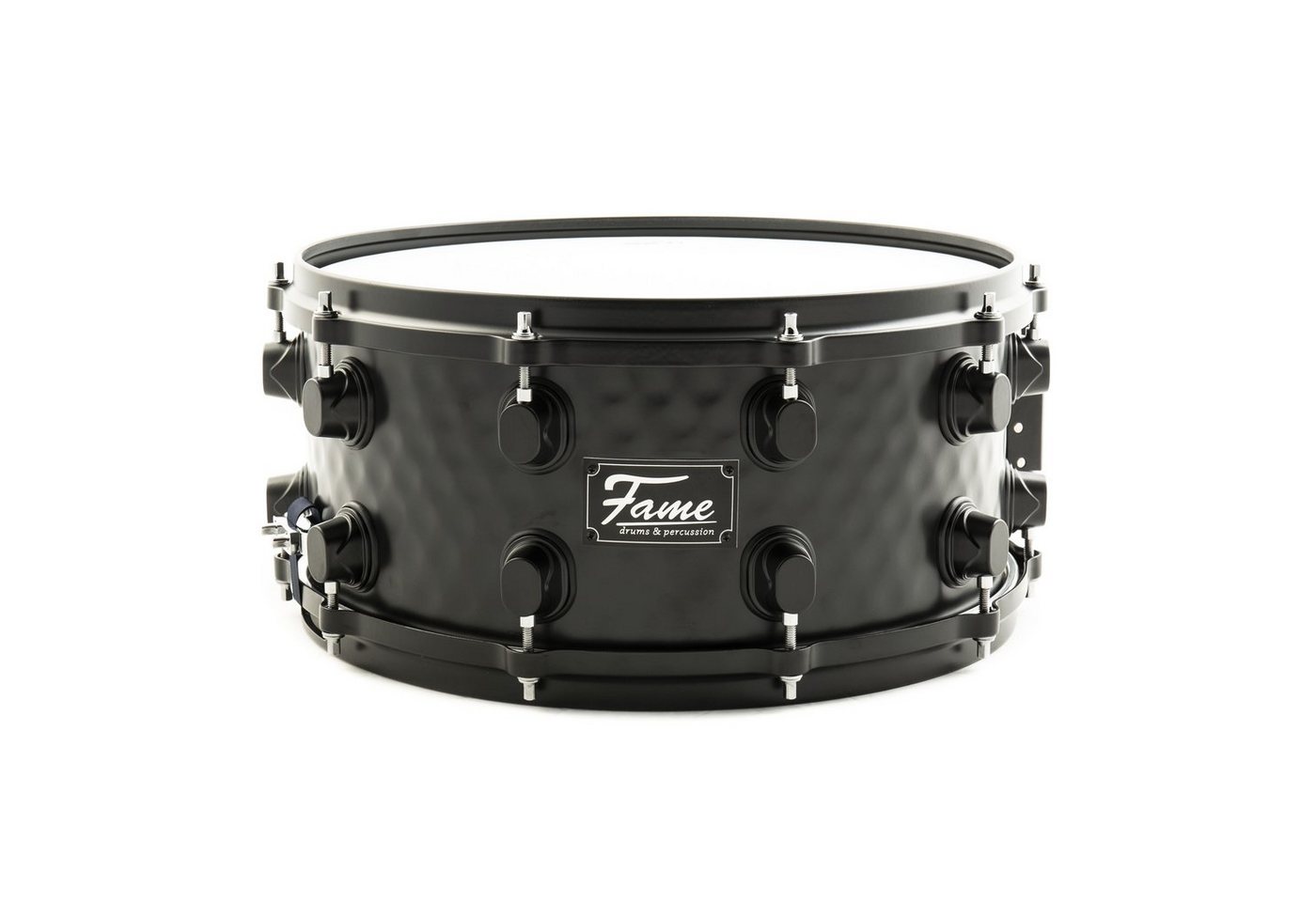 FAME Snare Drum,FSS-65 Snare Drum 14"x6.5" Hammered Black Steel Professional Quality Remo Skins Die-Cast Hoops 10 Tuning Screws Includes Drum Sticks Ideal for Beginners", Schlagzeuge, Snare Drums, FSS-65 Snare Drum, Hammered Black Steel, Professional Quality