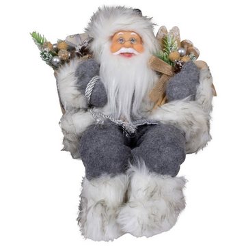 Christmas Paradise Weihnachtsmann Tinus 45cm / 30cm, sitzend (Dekofigur grau, 1 St., Weihnachtsdeko), Kantenhocker zum Hinsetzen