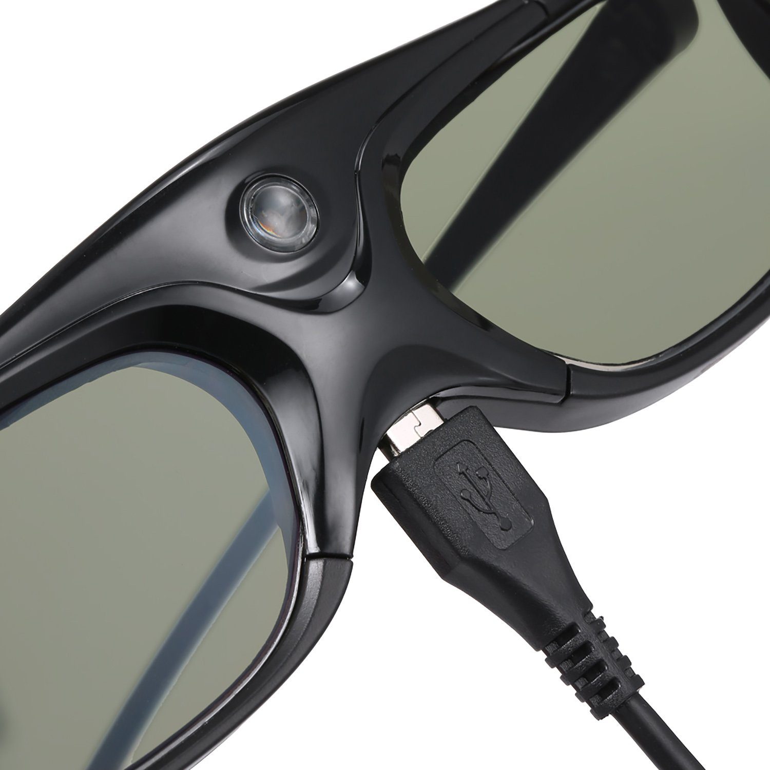 TPFNet 3D-Brille Aktive Shutterbrille kompatibel mit DLP 3D Beamer, wiederaufladbare 3D Brille, DLP Link - Schwarz - 1 Stück