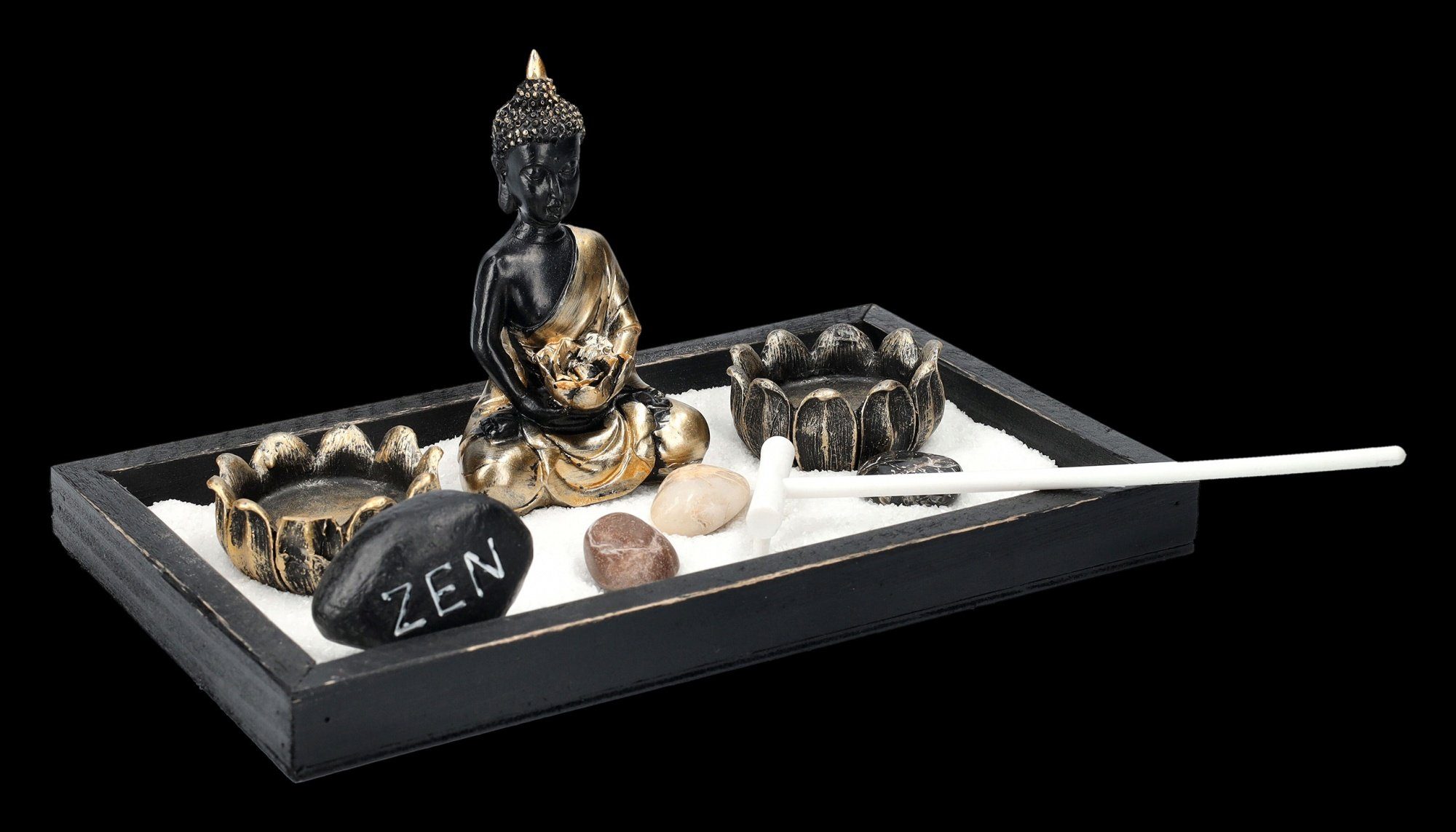 Figuren Shop GmbH Dekofigur Buddha Figur mit Zen Garten Set - Dekoration Dekofigur Fantasy