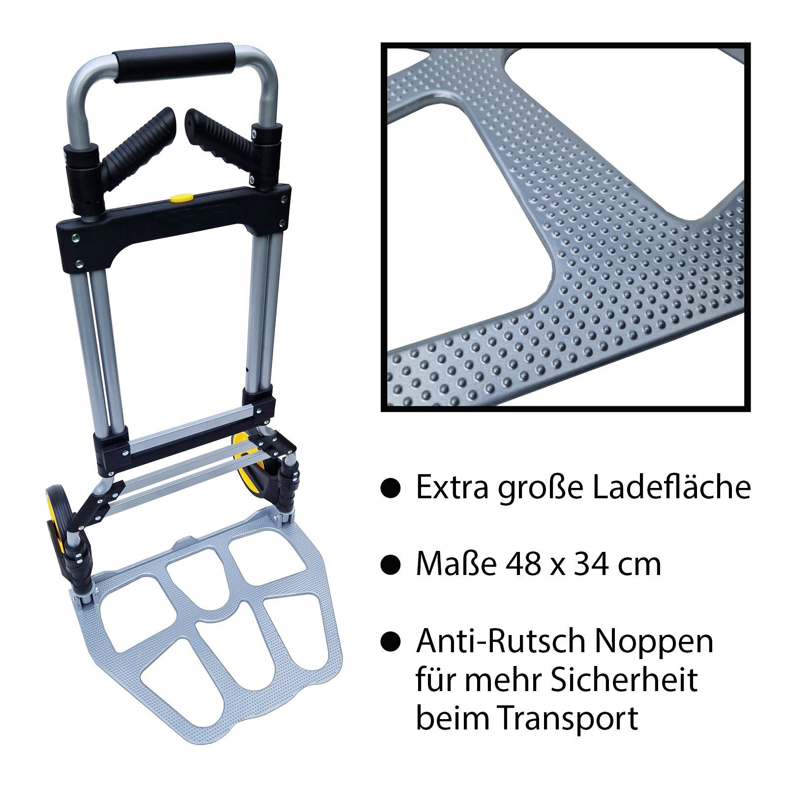 TRUTZHOLM Folding Hand Truck XL, Foldable, Telescopic Handle up to 115 cm, Load Capacity 150 kg, Large Loading Area